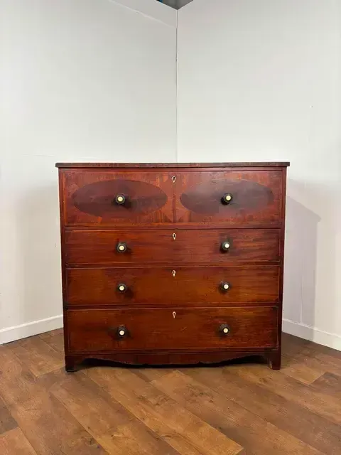 Victorian Mahogany Inlaid Secretaire Chest Of Drawers photo vinterior