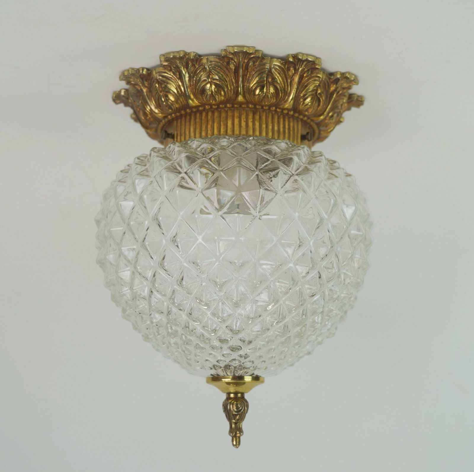 Mid-Century Belgische Plafondlamp met Structuurglas in Verguld Aluminium, ca. jaren 1970 photo furniture