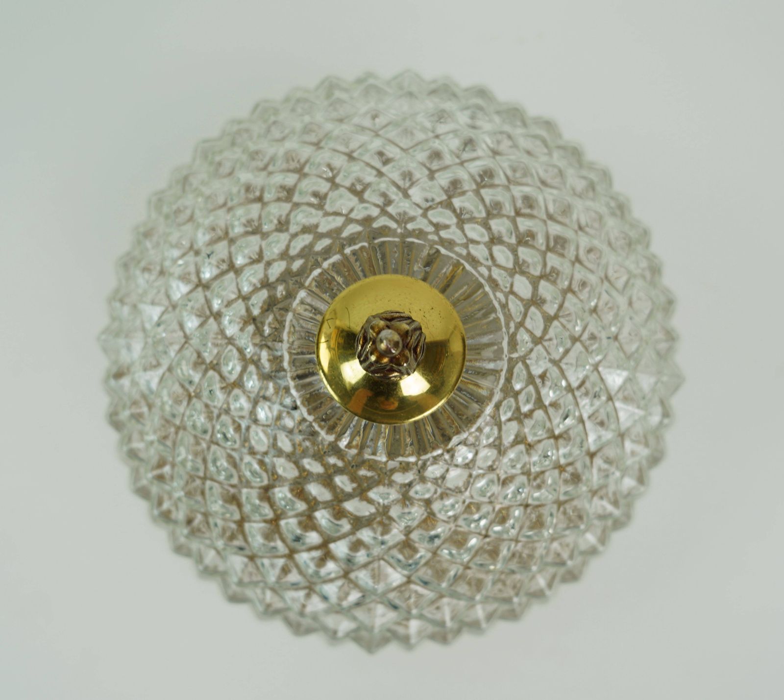197.0 Plafonnier mid-century belge en verre texturé et aluminium doré, années 1970 photo
