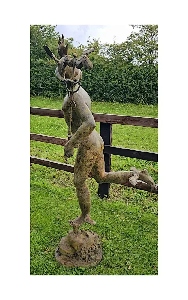A Very Fine Life Size Bronze Figural Sculpture Depicting The Roman Olympian God Mercury After Giambologna. photo for sale