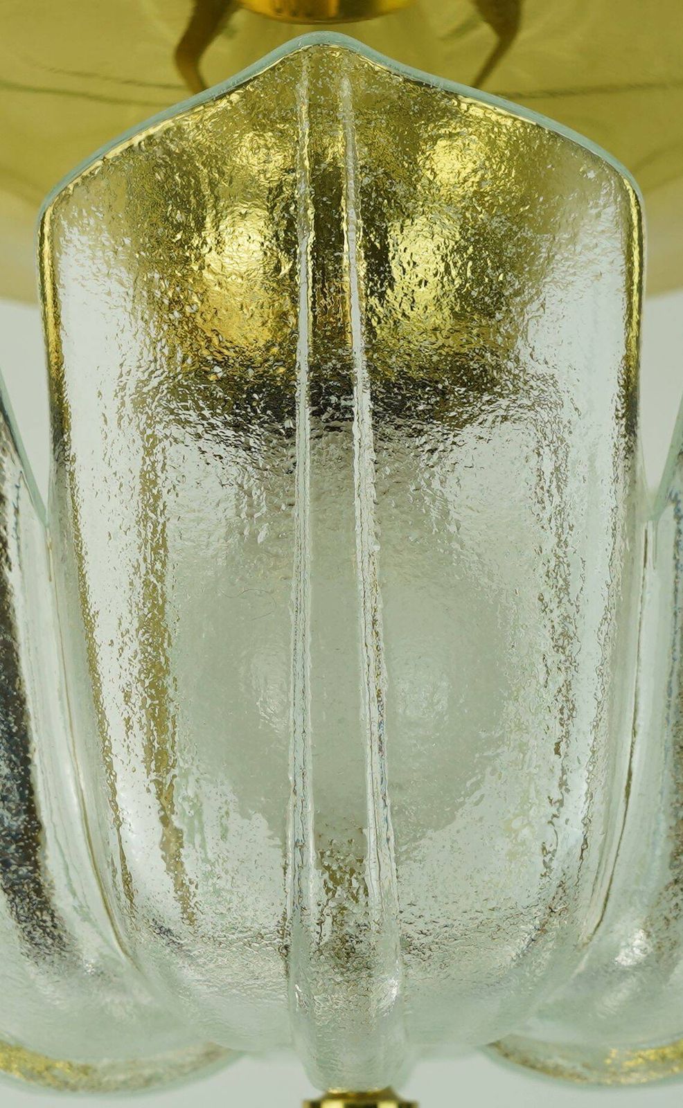 Limburg Plafondlamp Model A475 3031 Bloemvormige Glazen Kap En Messing 70s photo for sale