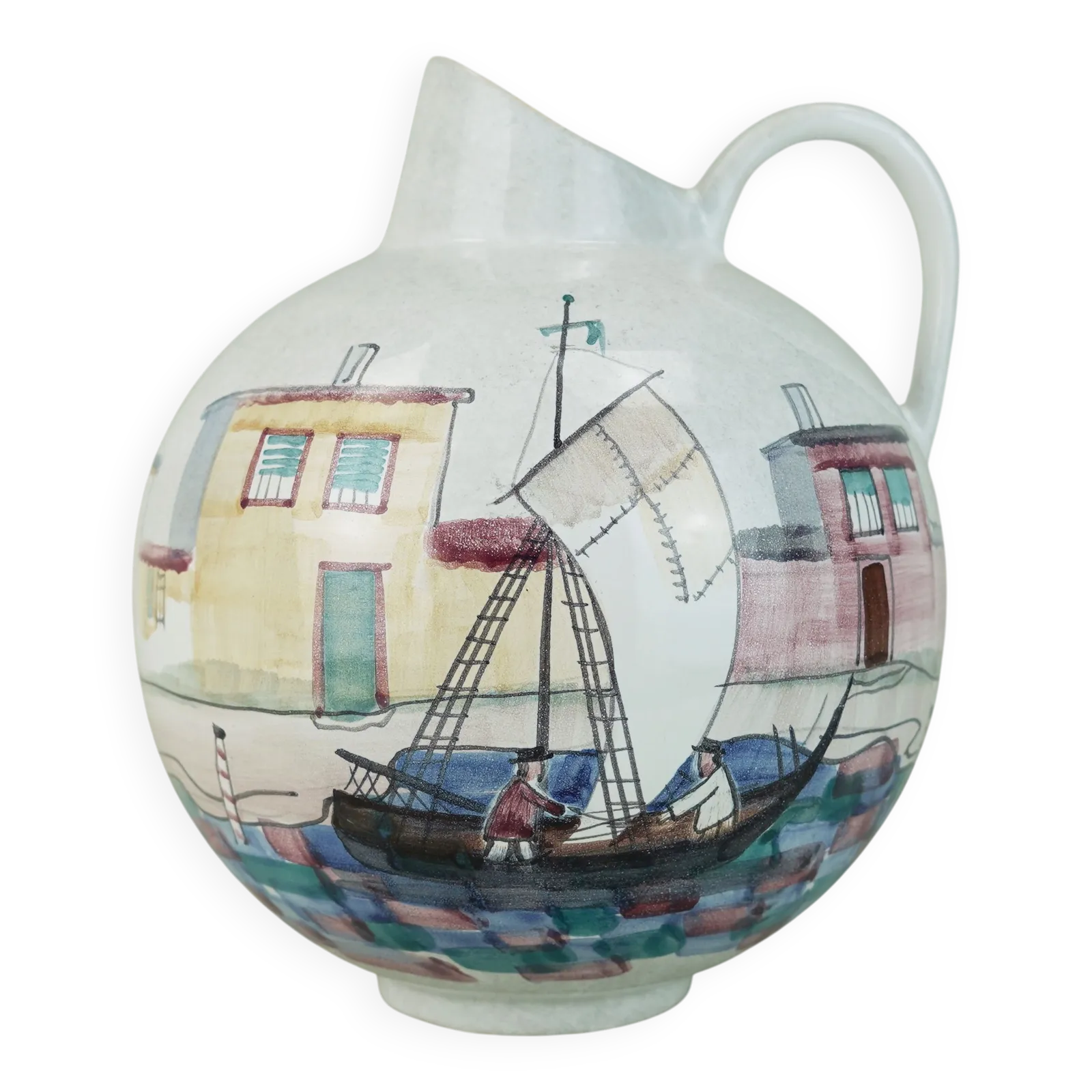 Very Beautiful Mid Century Vase By Jawe Hand Painted Decor 'Capri' 1950s