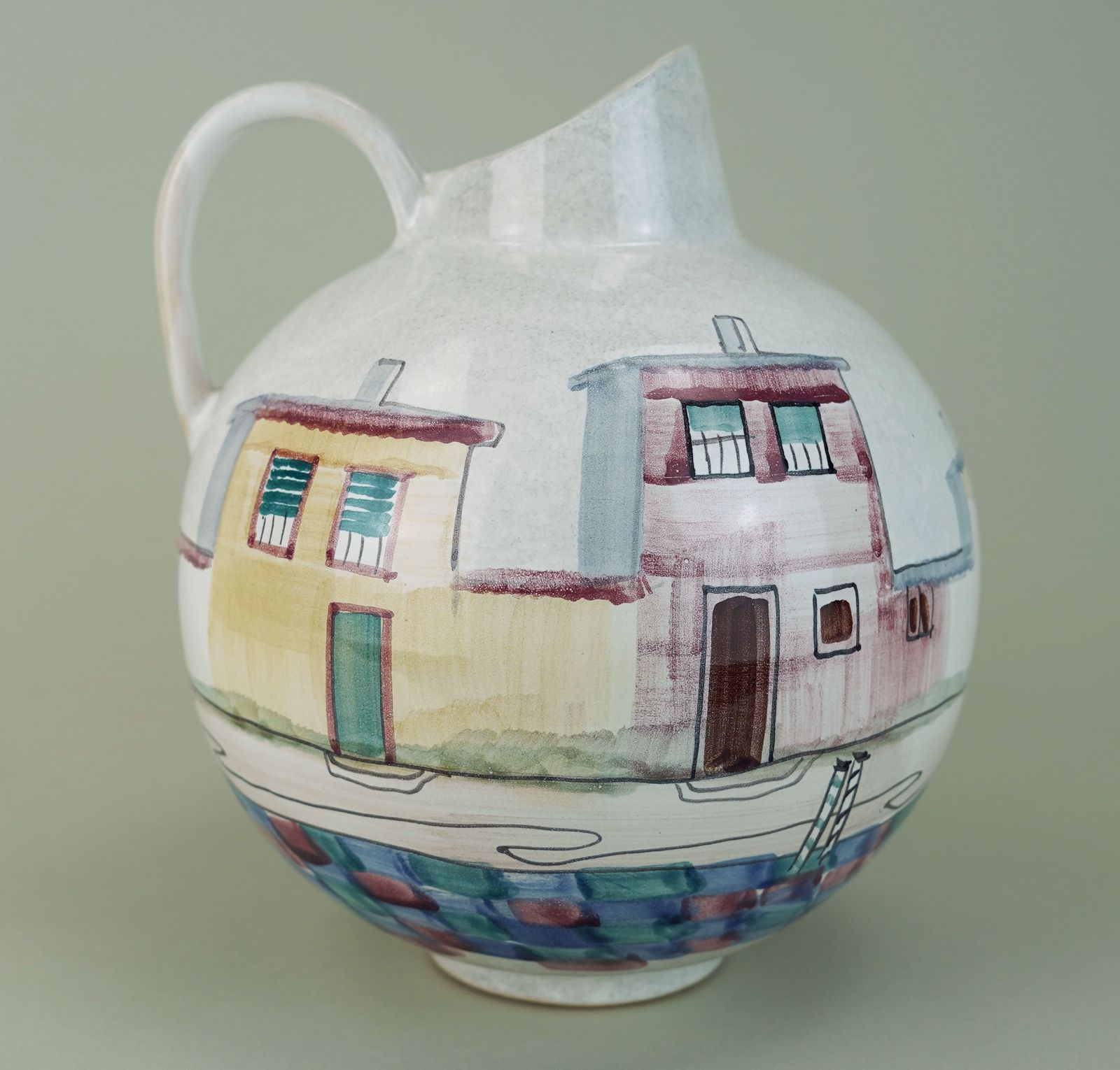 Very Beautiful Mid Century Vase By Jawe Hand Painted Decor 'Capri' 1950s photo Home Decor