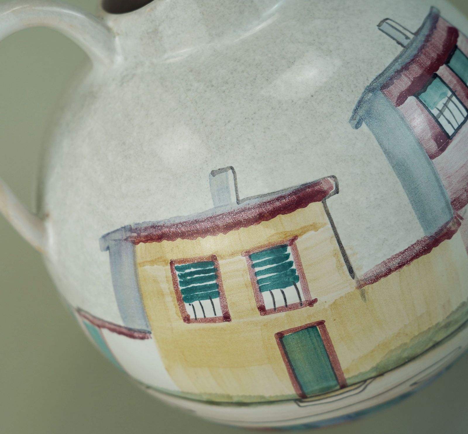 photo furniture Very Beautiful Mid Century Vase By Jawe Hand Painted Decor 'Capri' 1950s
