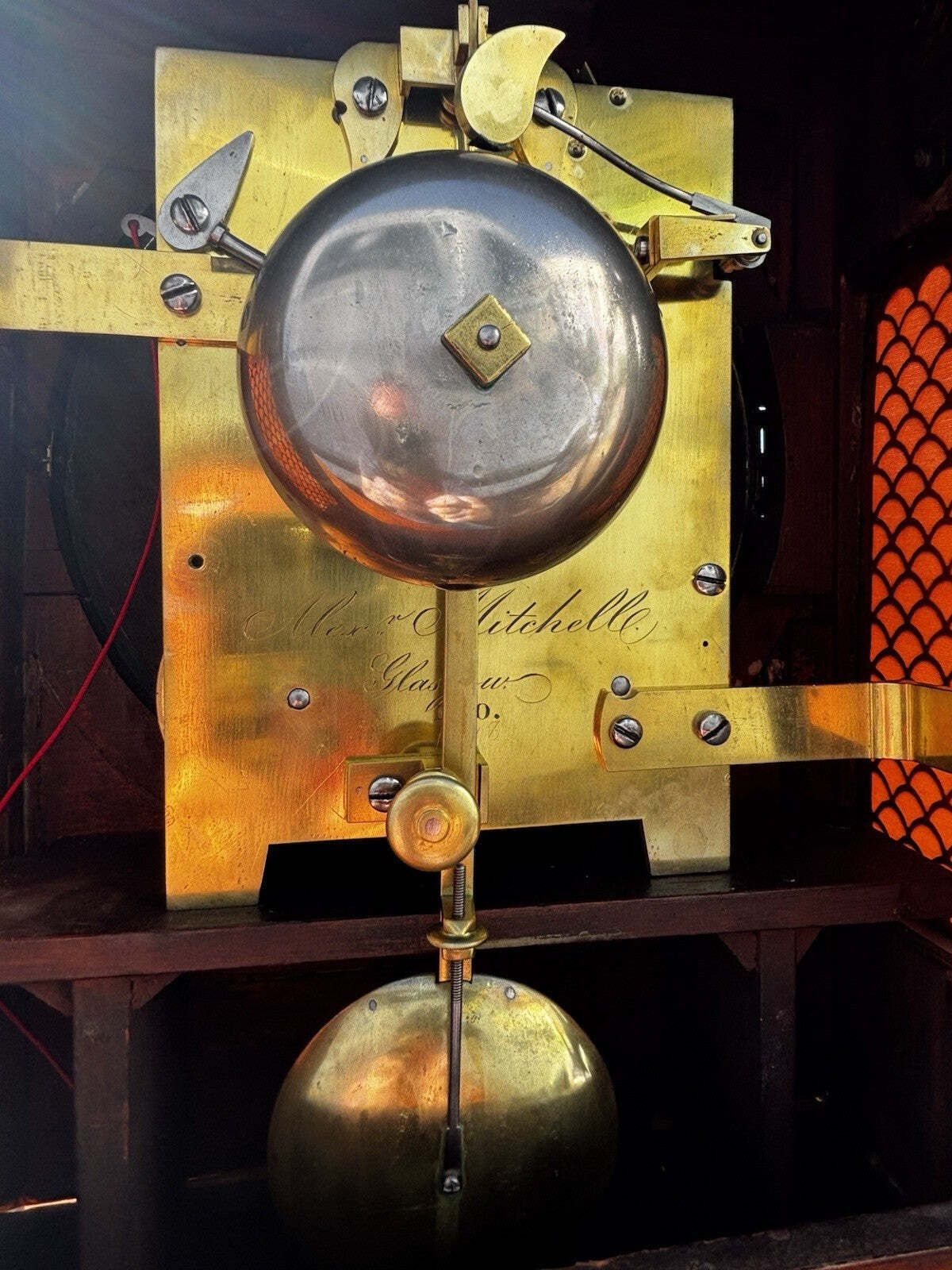 photo vinterior Regency Mahogany Fusee Bracket Clock , Circa 1820, By Alex Mitchell Of Glasgow.