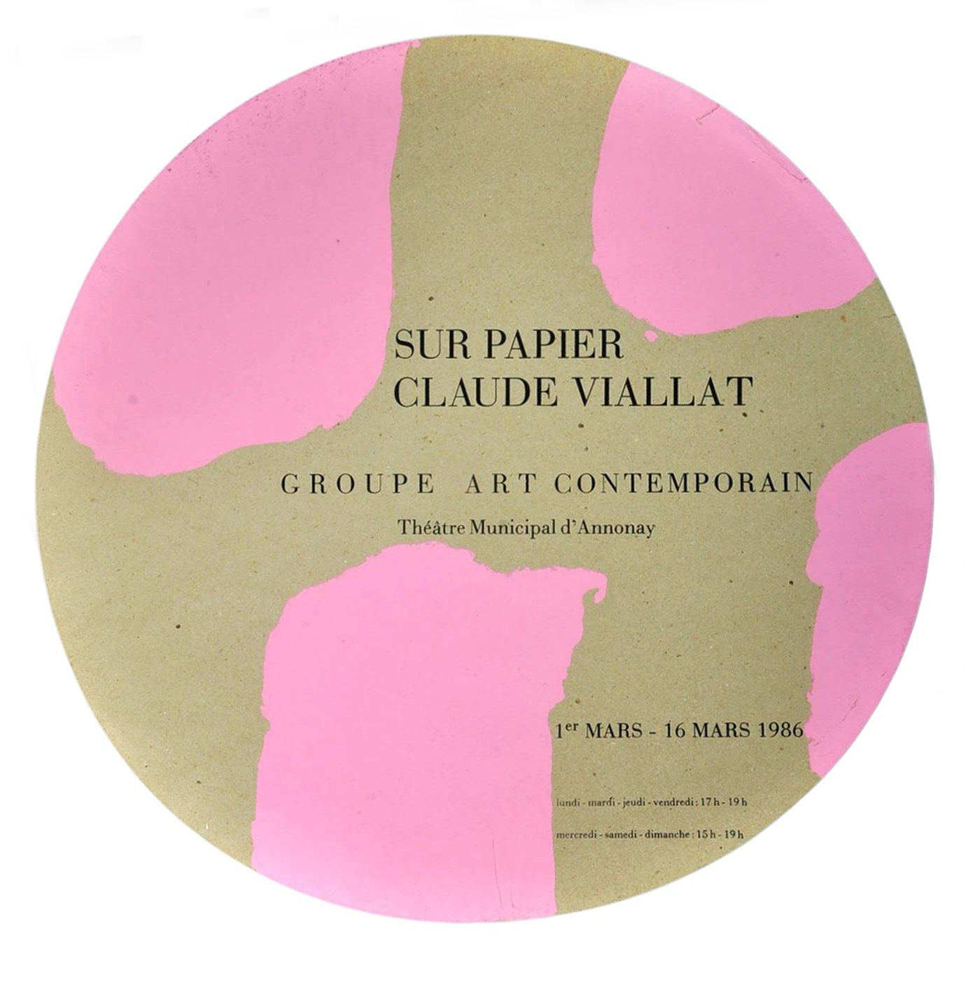 Claude Viallat Zeefdrukposter 1996 Expo Gac Annonay Tondo