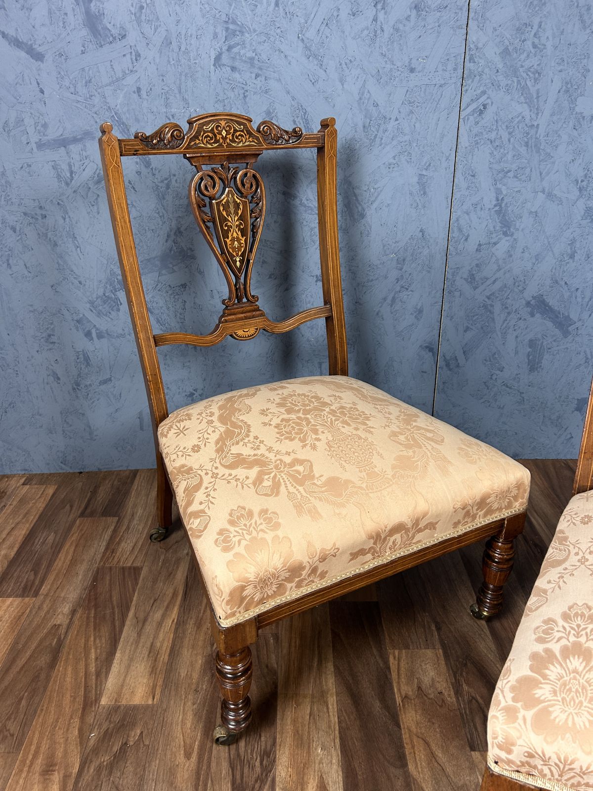 Stunning Pair Of Ewardian Rosewood Nursing Slipper Chairs photo 345.0