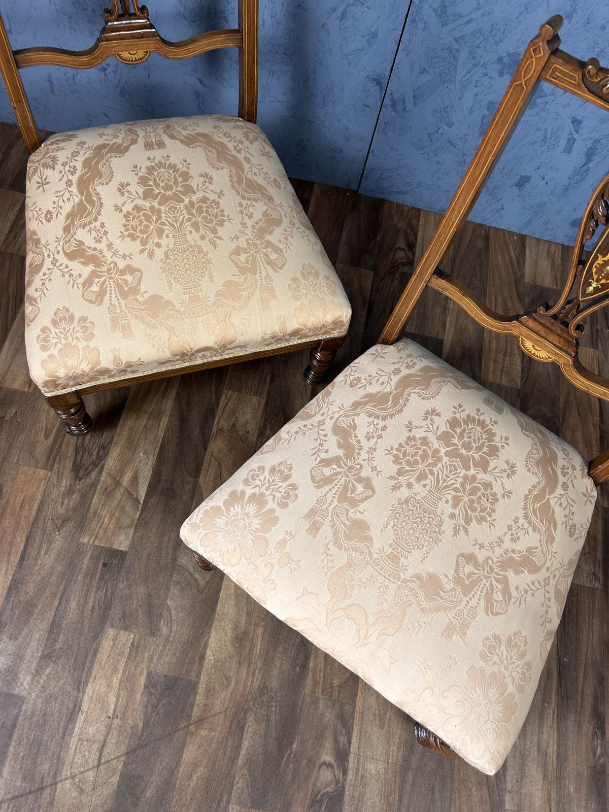 Stunning Pair Of Ewardian Rosewood Nursing Slipper Chairs photo vinterior