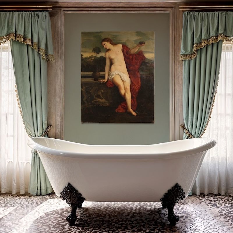 Antiek Italiaans schilderij, Sacrale Liefde, 19e eeuw photo vinterior