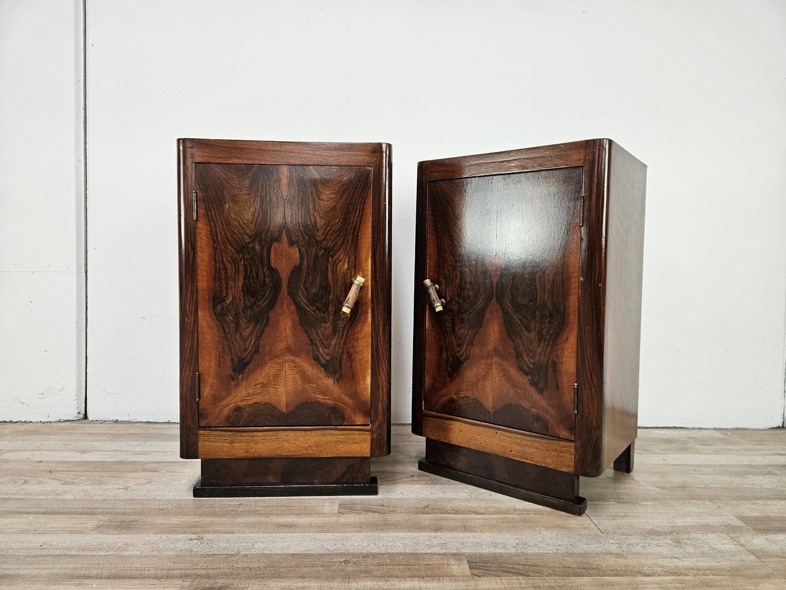 Art Deco Bedside Tables In Walnut Burl With Marble Tops, 1930, Set Of 2 photo Furniture