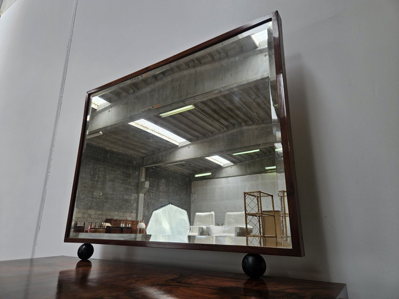 Buffet Art déco en loupe de noyer avec miroir, 1940 photo 3076.0