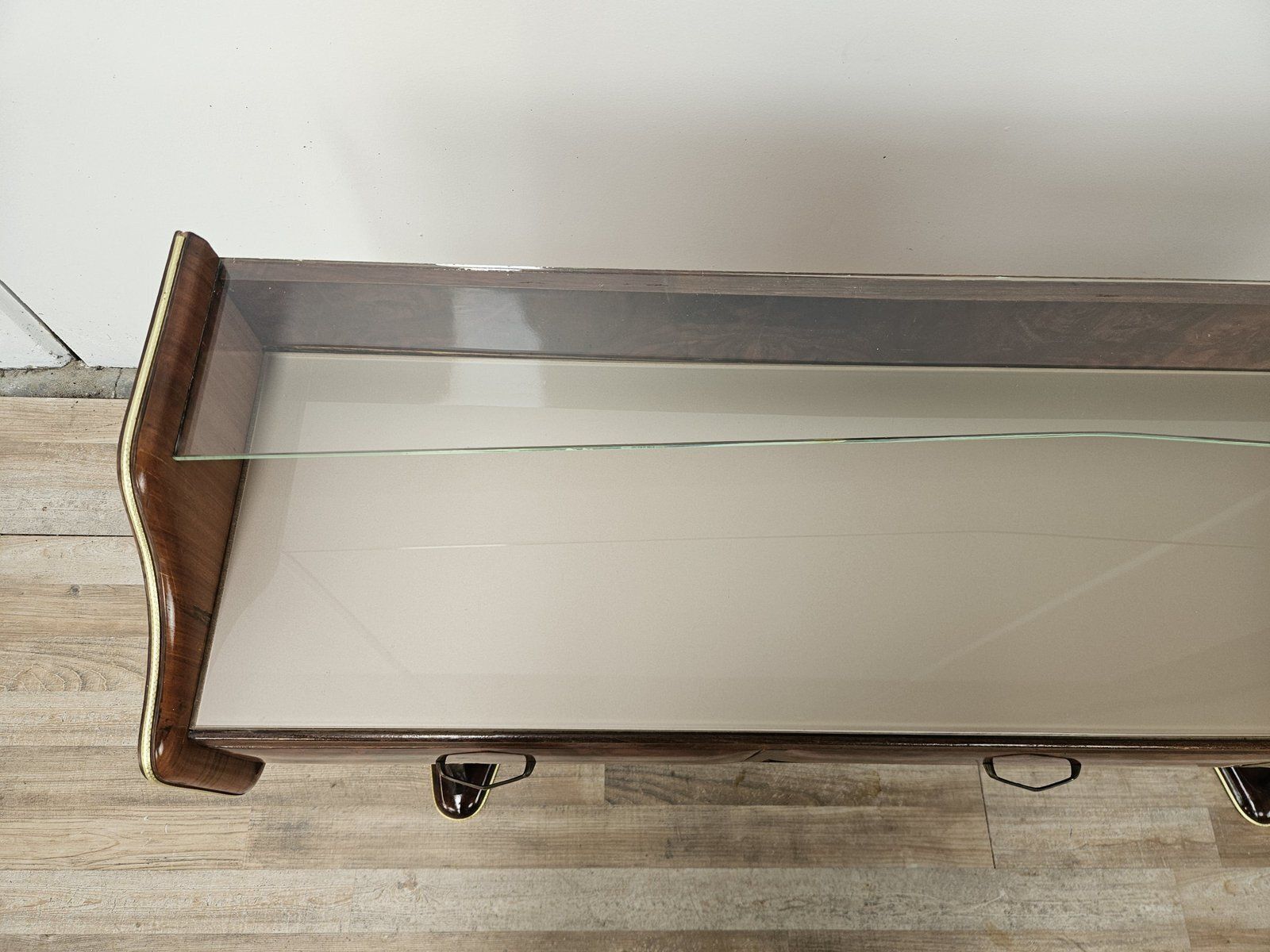 Entrance Dressing Table In Briar Root With Glass Tops, 1950 photo vinterior