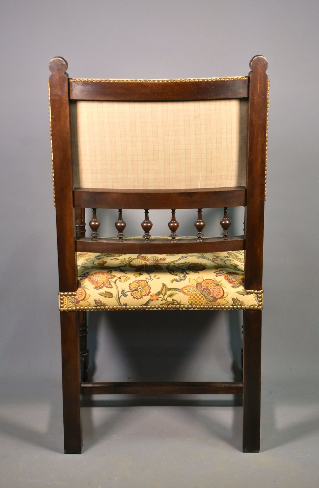 photo vintage French Antique Upsholstered Armchair In Walnut Transitional Renaissance Revival