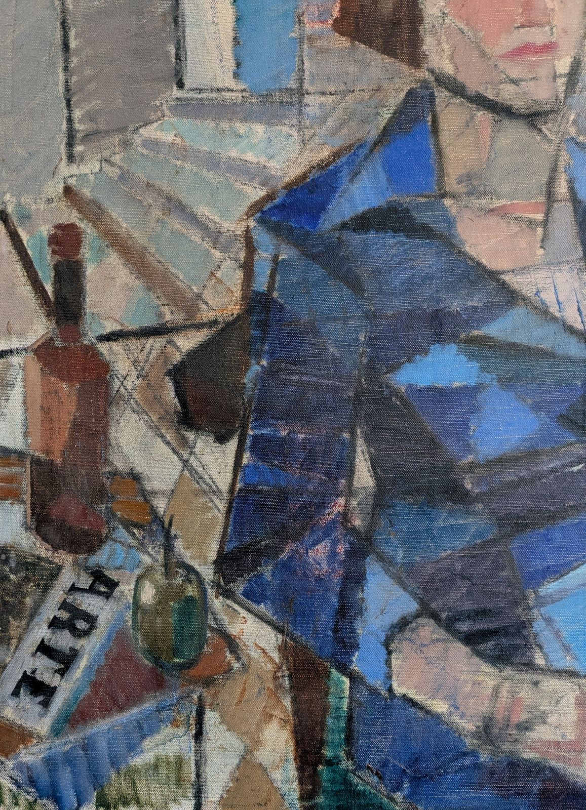 Vrouw in een blauwe jas, olieverfschilderij photo buy