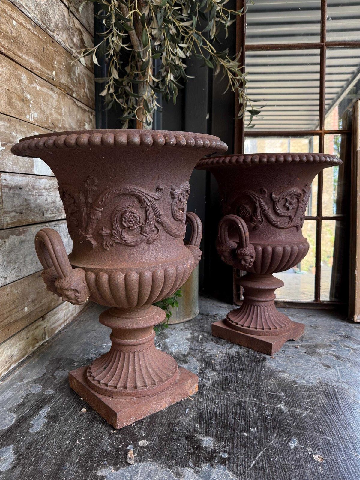 photo for sale 19th Century Cast Iron French Neoclassical Urns