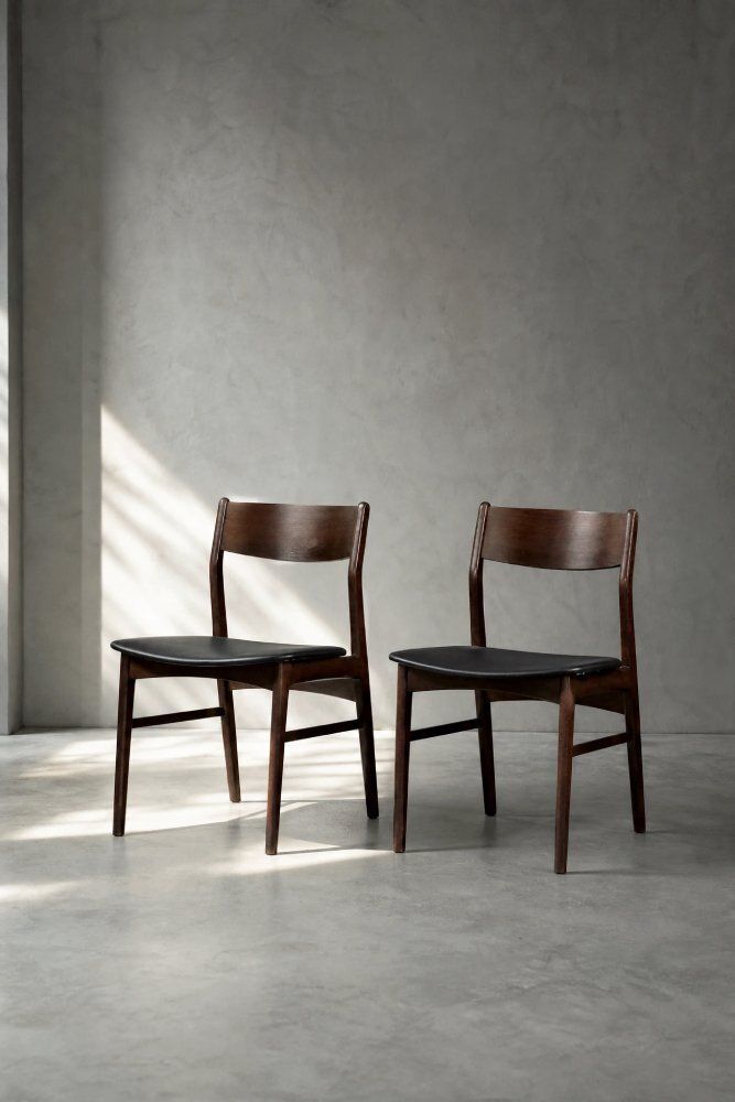 Meubels Mid-Century Scandinavian Modern eetkamerstoelen in beuk en palissander, jaren 1960, set van 4 photo