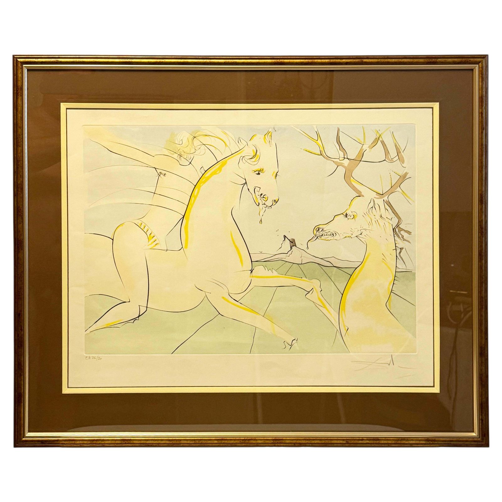 Salvador Dalí "Le Cavalier Et Le Cerf" Uit "Le Bestiaire De La Fontaine" Gesigneerd