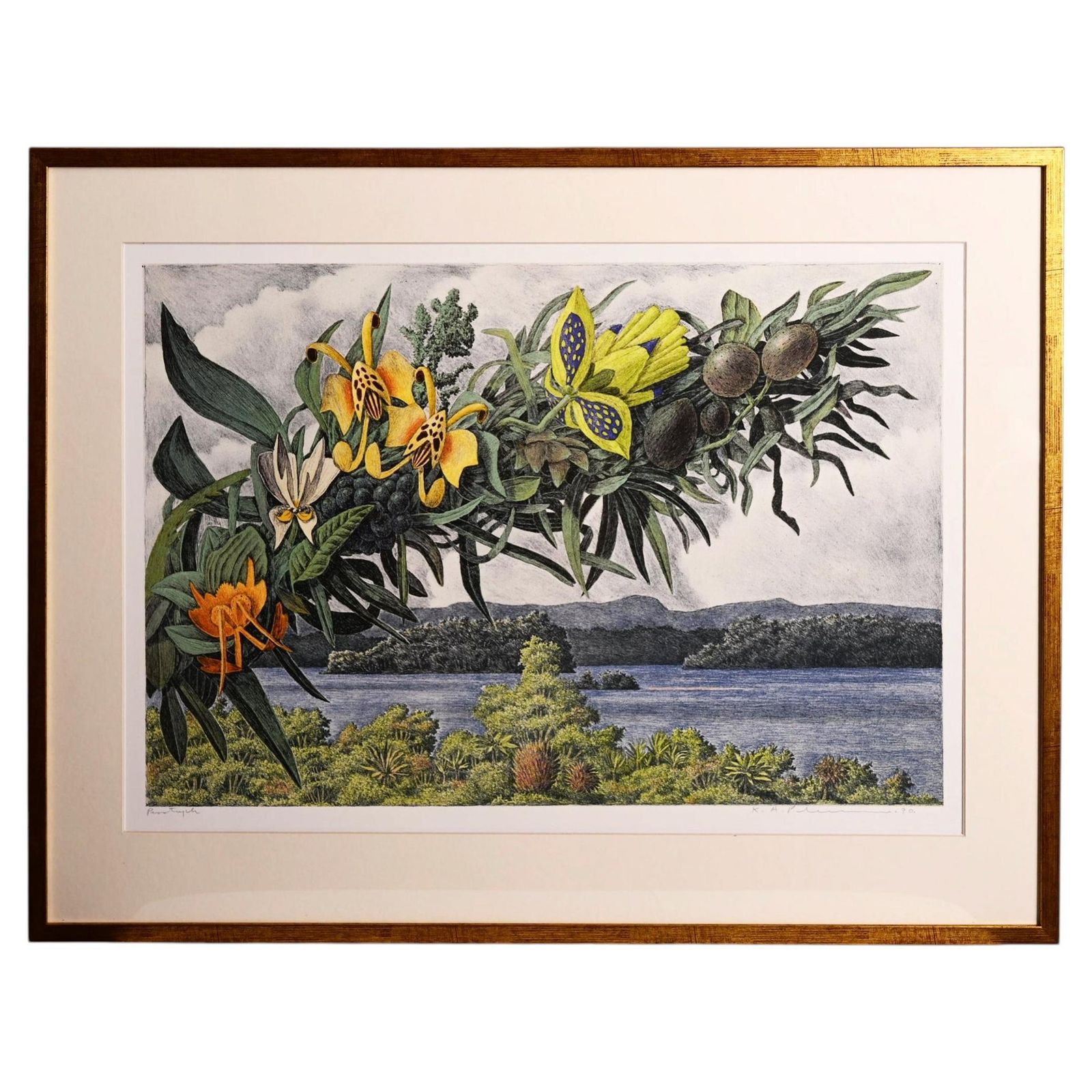 Karl Axel Pehrson Composition Exotic Branching Plants, Ruólo”Lithograph photo furniture