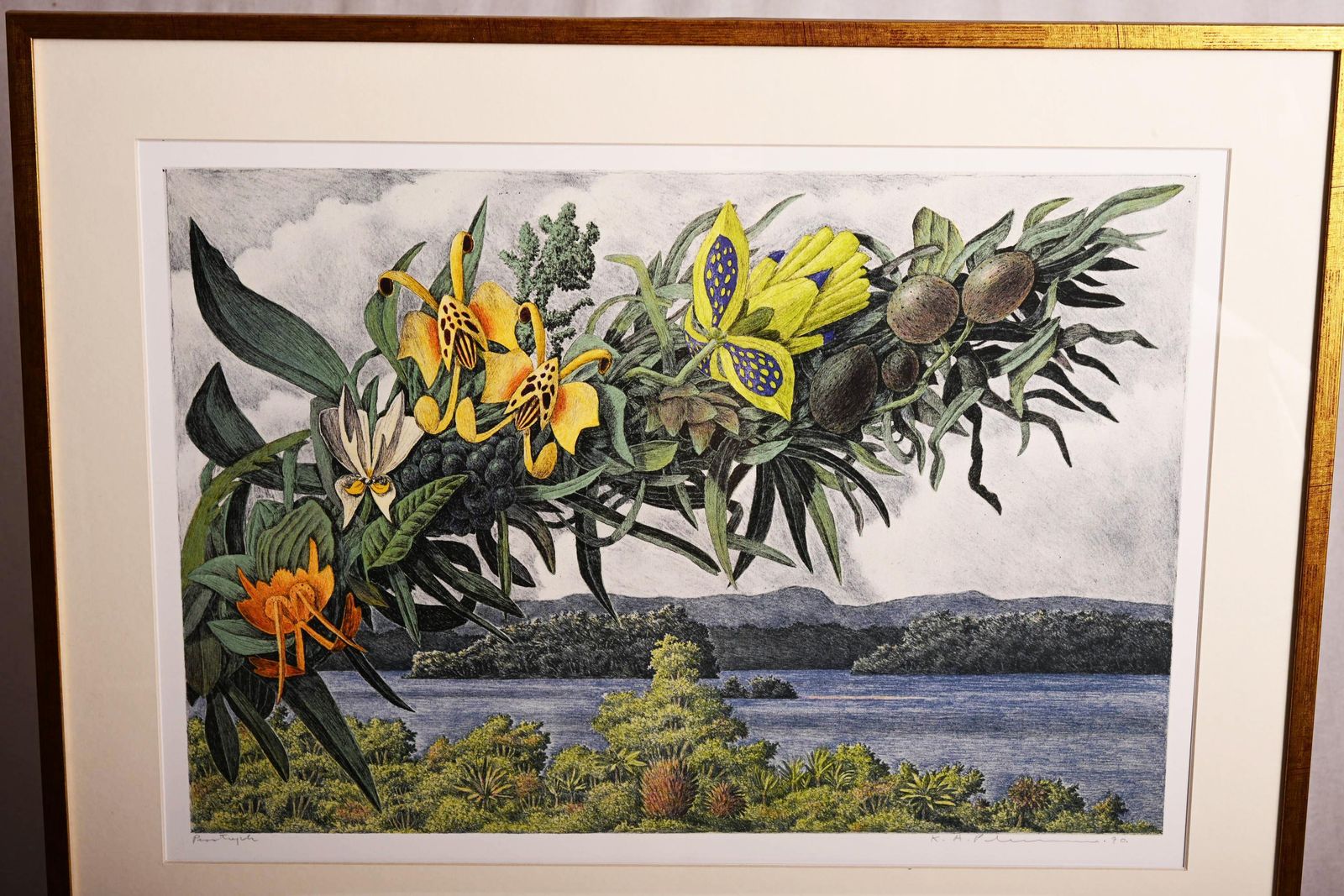 Karl Axel Pehrson Composition Exotic Branching Plants, Ruólo”Lithograph photo vintage