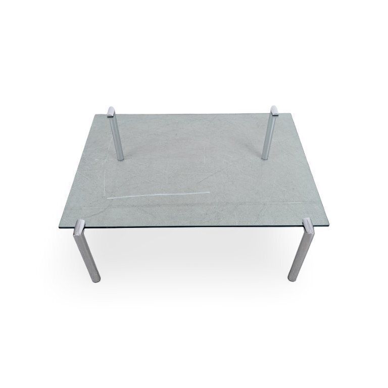 Mid Century Design Coffee Table, Glass And Metal, Like Draenert 1980 photo furniture