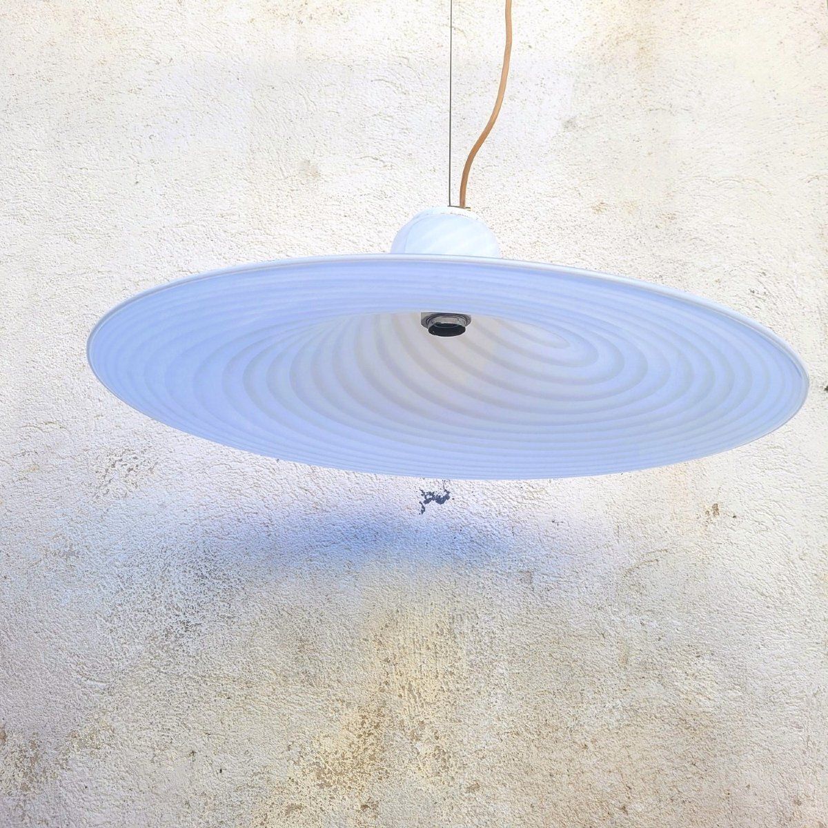 Suspension en verre de Murano à spirale, design années 1970 photo vintage