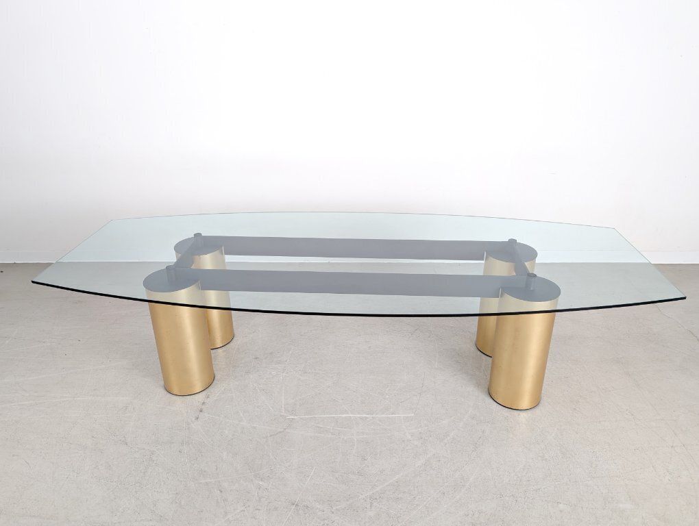 Dining Table Tavolo Serenissimo Acerbis Vignelli Associates Glass 3m photo for sale