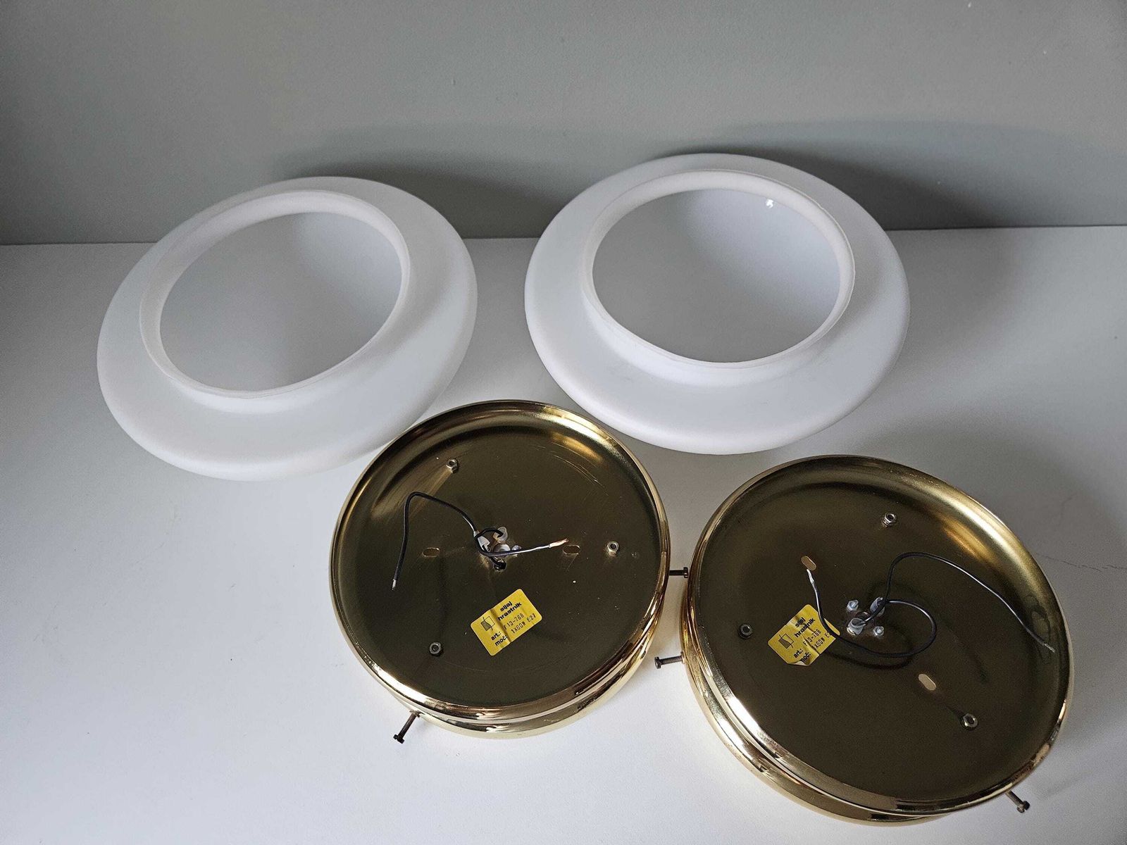 1 Of 5 / Vintage Mushroom Lamp, Mid Century Modern Brass Flush Mount Lights photo vintage