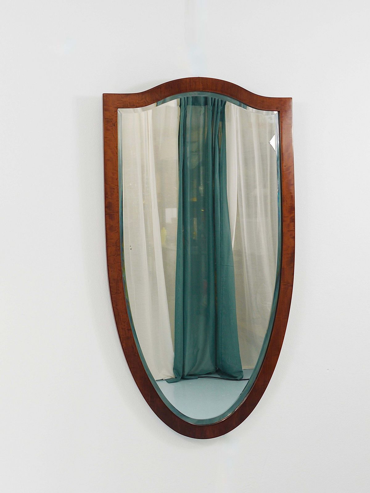 photo vinterior Early Biedermeier Large Antique Pearwood Shield Wall Mirror, Vienna, 1820s