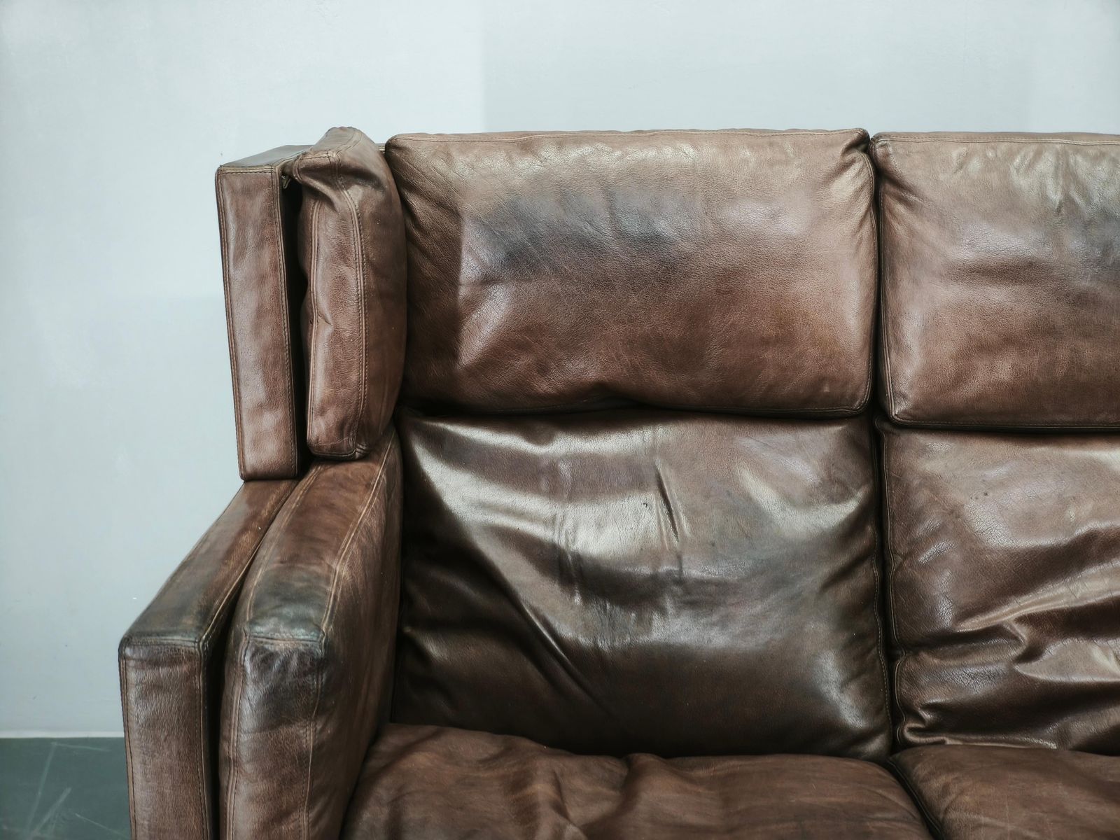 photo vintage Jk 922 Wagon Leather Sofa By Jørgen Kastholm, Denmark, 1960s