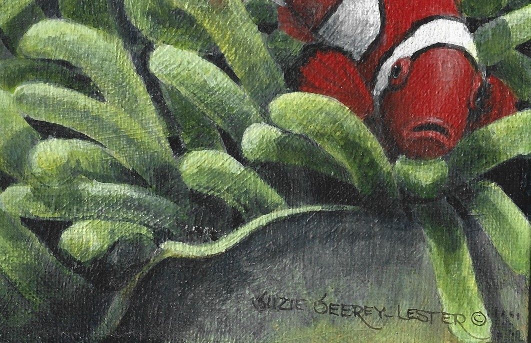 Oil On Canvas Board 'Clownfish' By Suzie Seerey Lester photo Art