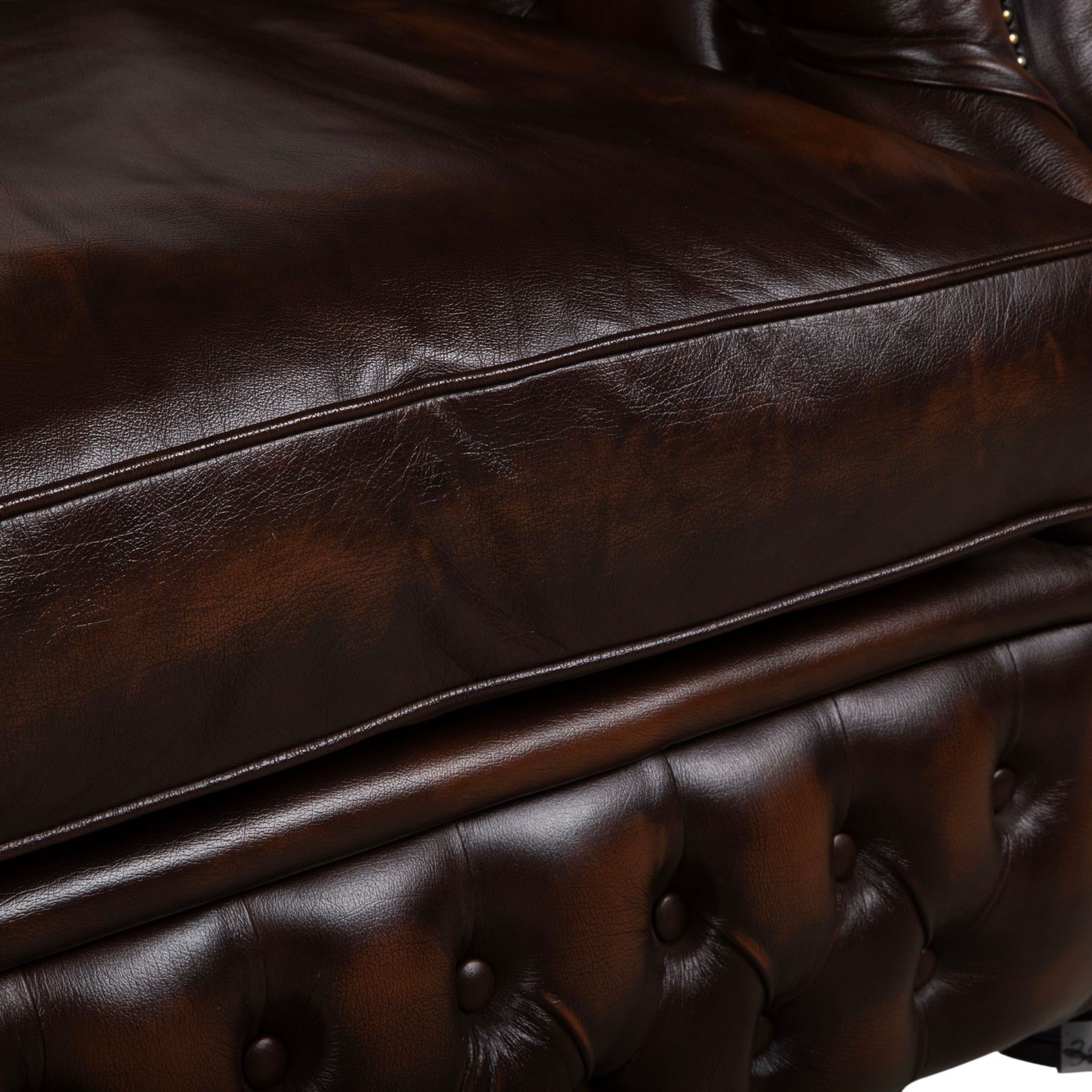 Canapé Chesterfield Von Wilmowky Yates en cuir, 4 places, brun, vintage photo Mobilier
