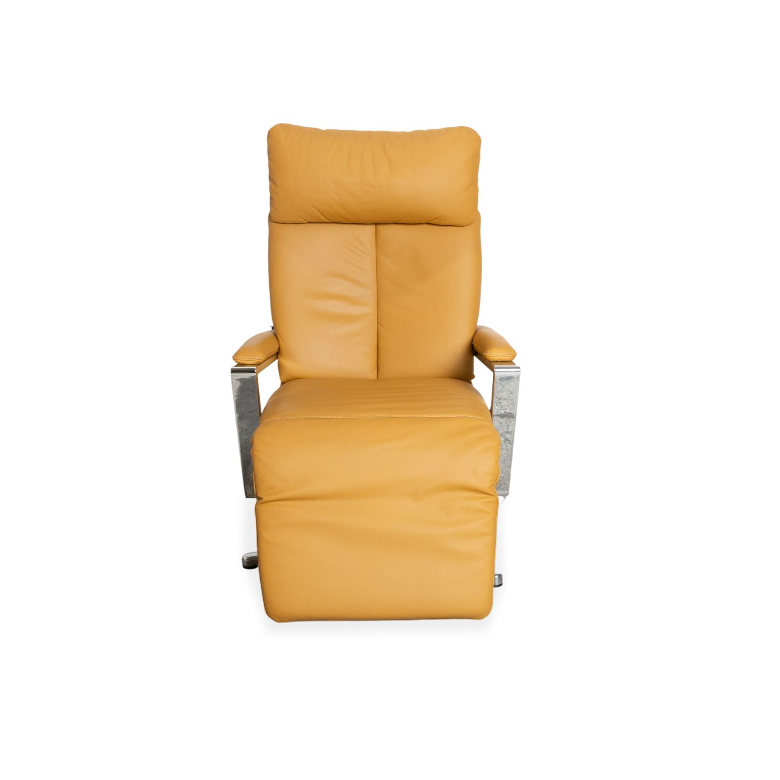 Fauteuil Willi Schillig en cuir ocre orange, fonction électrique pivotant photo vintage