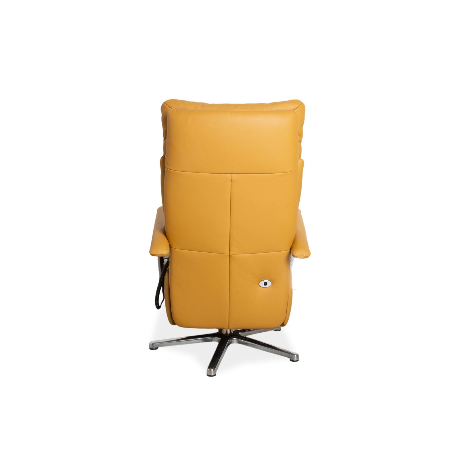 photo for sale Fauteuil Willi Schillig en cuir ocre orange, fonction électrique pivotant