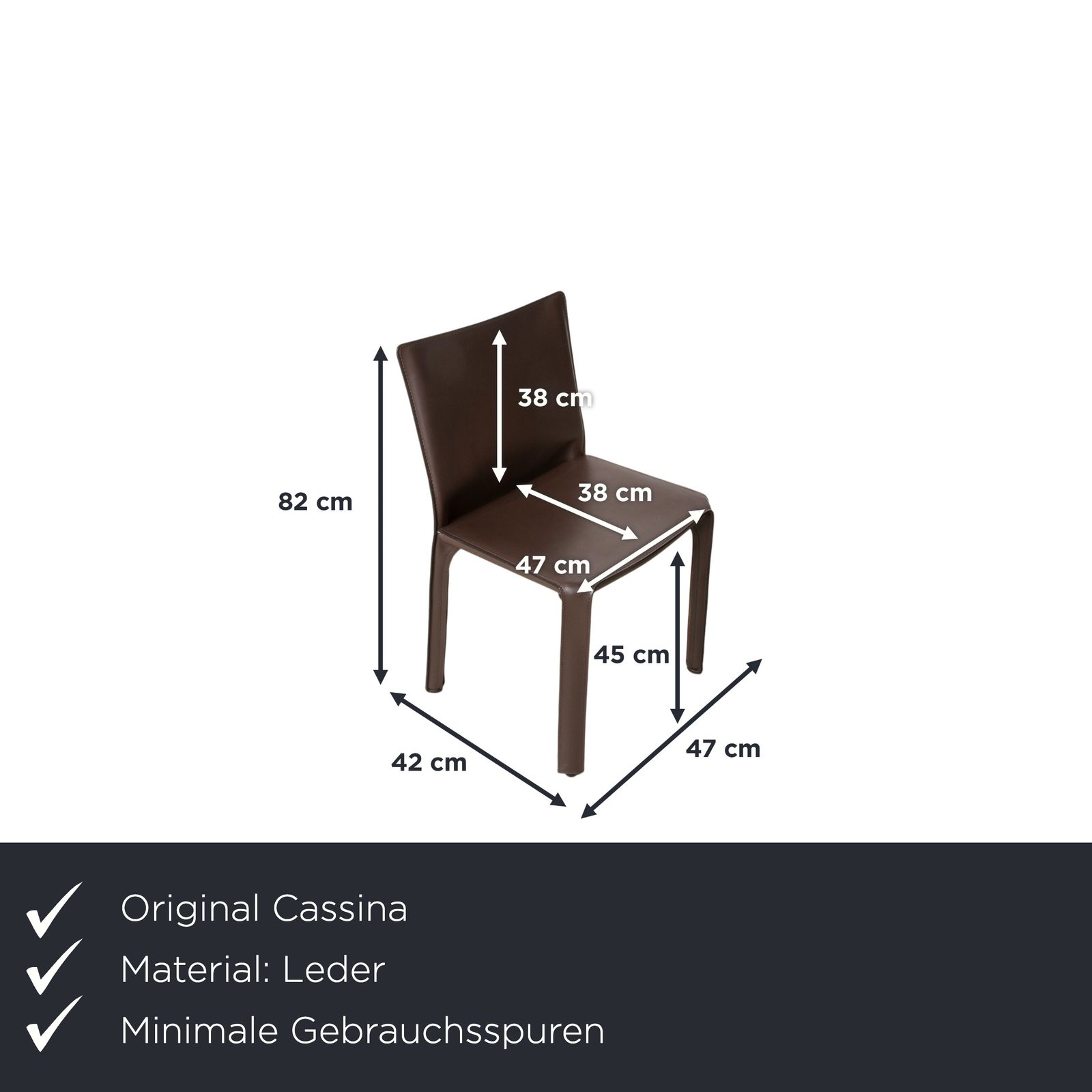 Lot de 6 chaises Cassina Cab 412 en cuir, marron photo furniture