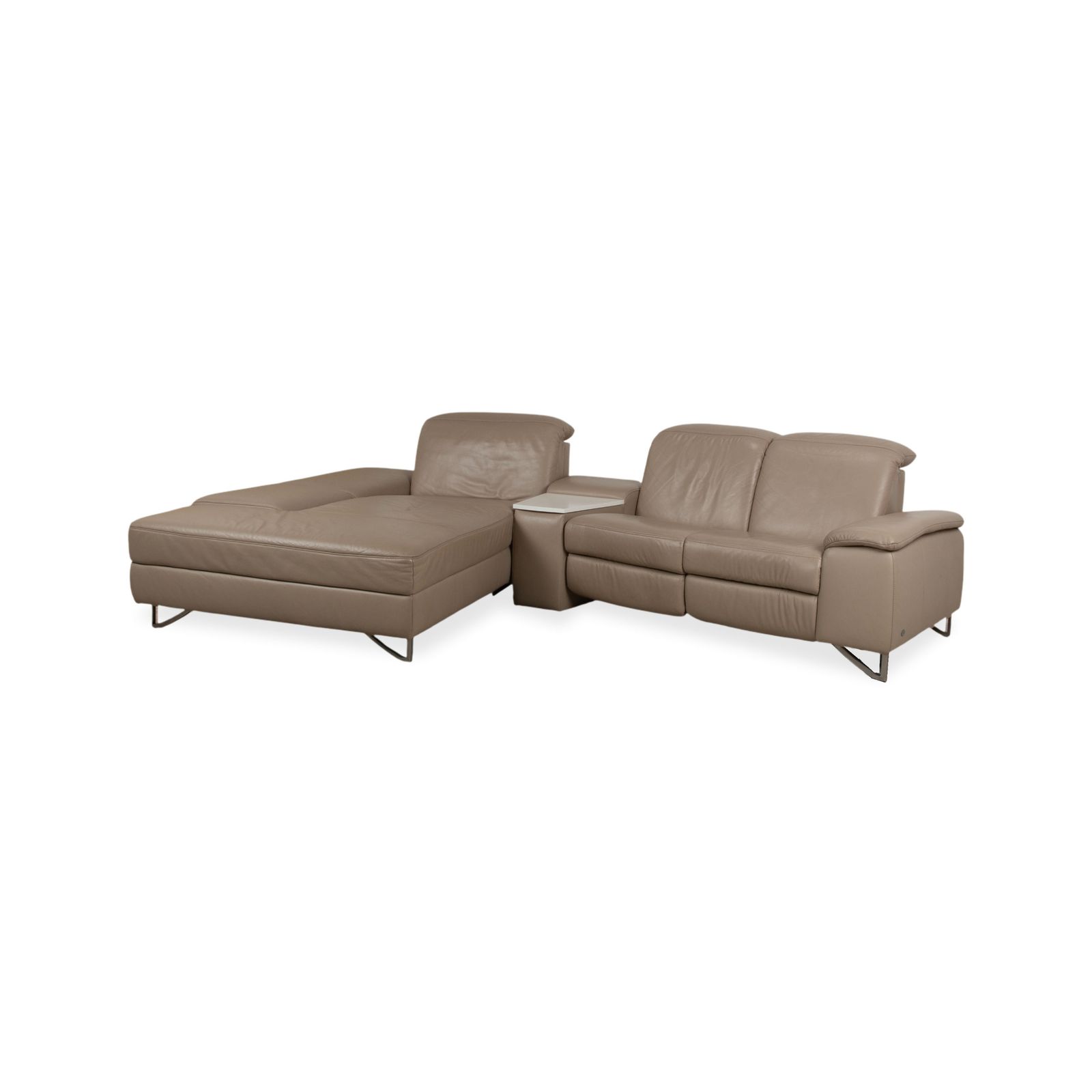 Himolla 1401 Leren Hoekbank Bruin Taupe Manuele Functie photo for sale