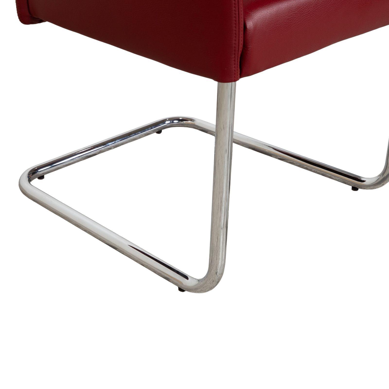 Lot de 4 chaises Walter Knoll Jason en cuir rouge, piètement luge photo Mobilier