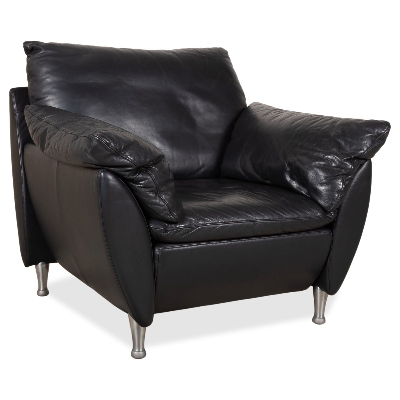 Ensemble fauteuil et repose-pieds Rolf Benz 5600 en cuir noir photo Mobilier