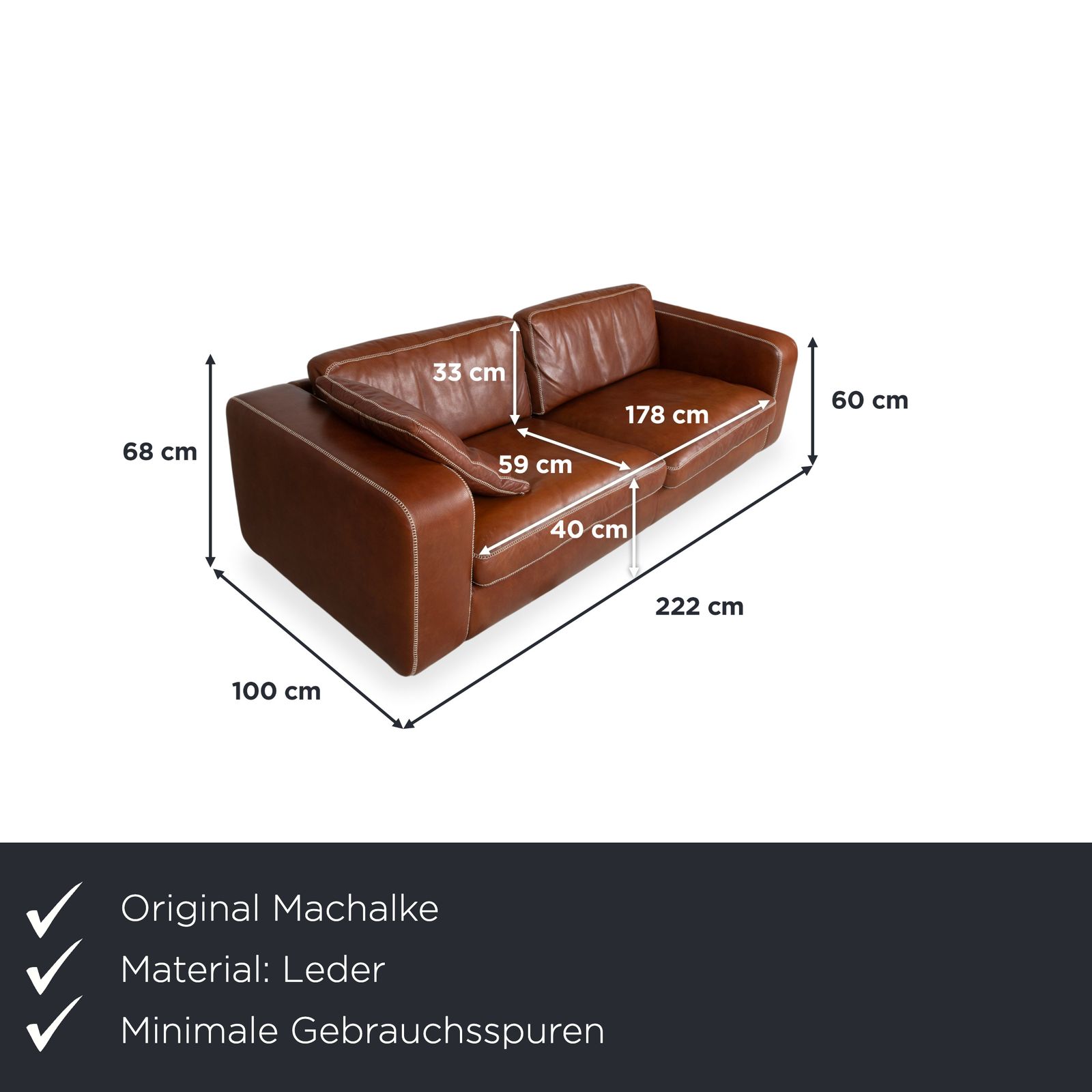 Machalke Valentino Leather Sofa Brown Three Seater photo furniture