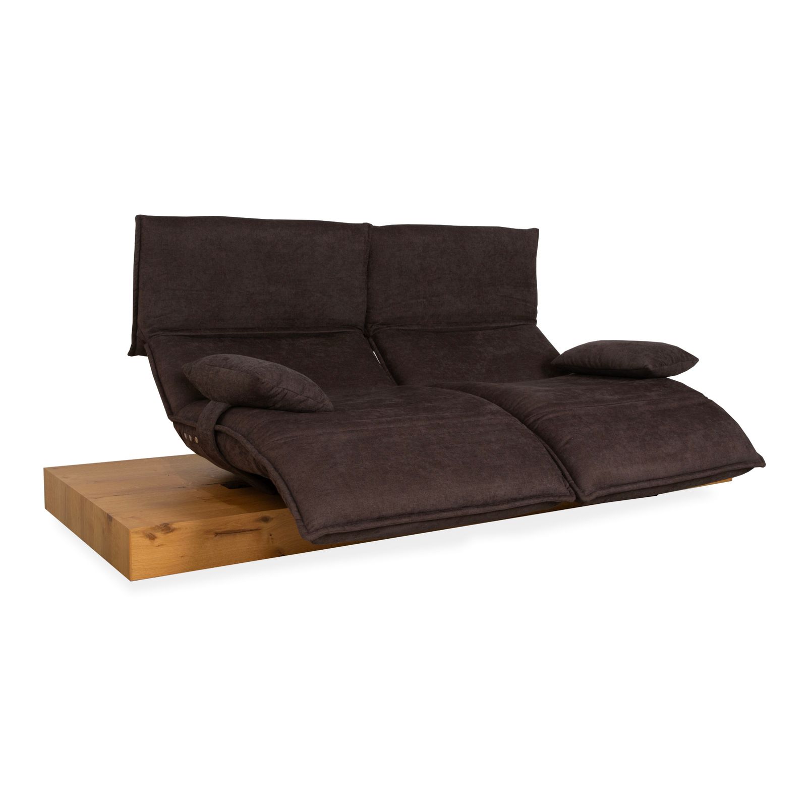 Canapé 2 places Koinor Free Motion Edit en tissu et bois, fonction électrique, brun photo for sale
