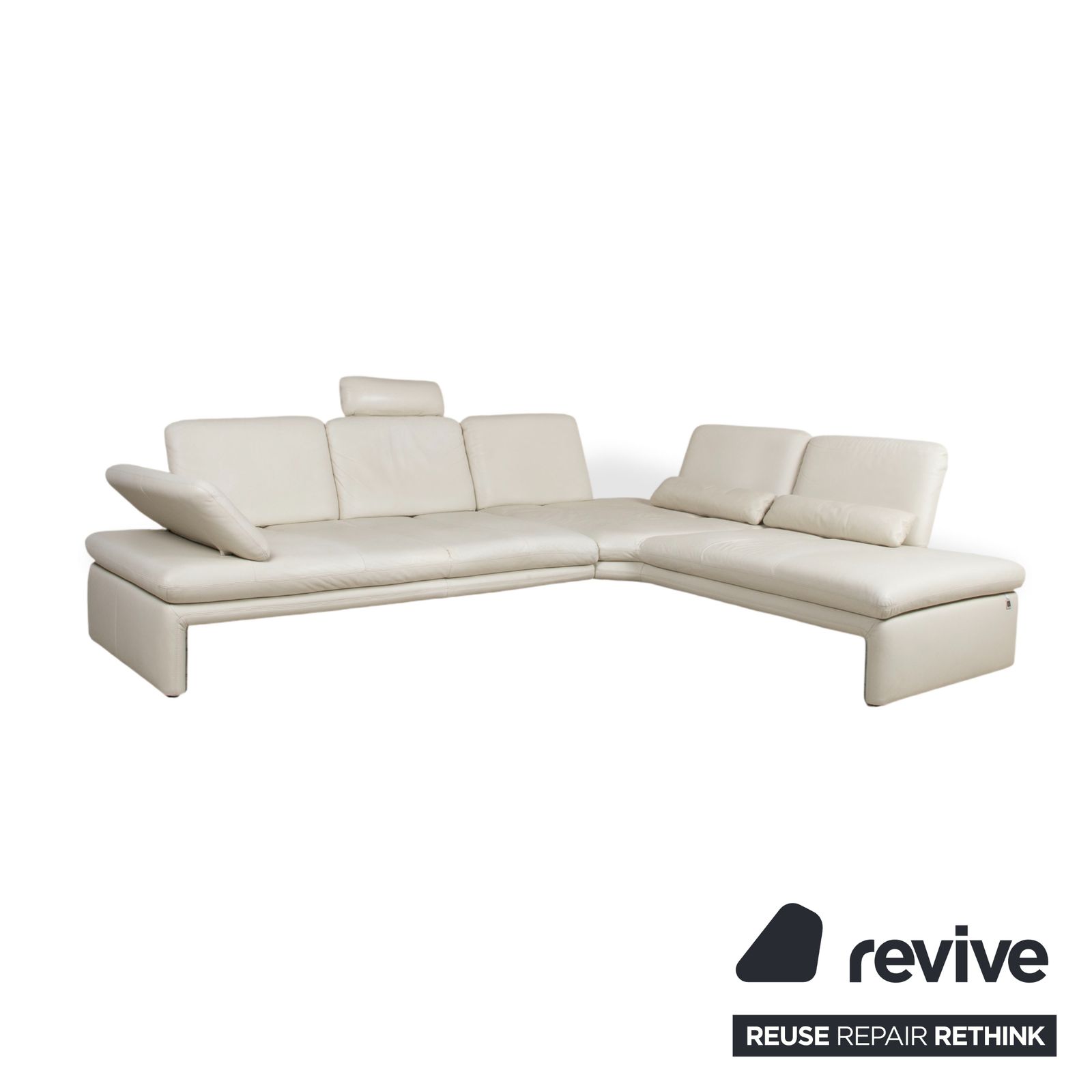 Willi Schillig Leather Corner Sofa Cream Beige Manual Function photo vinterior