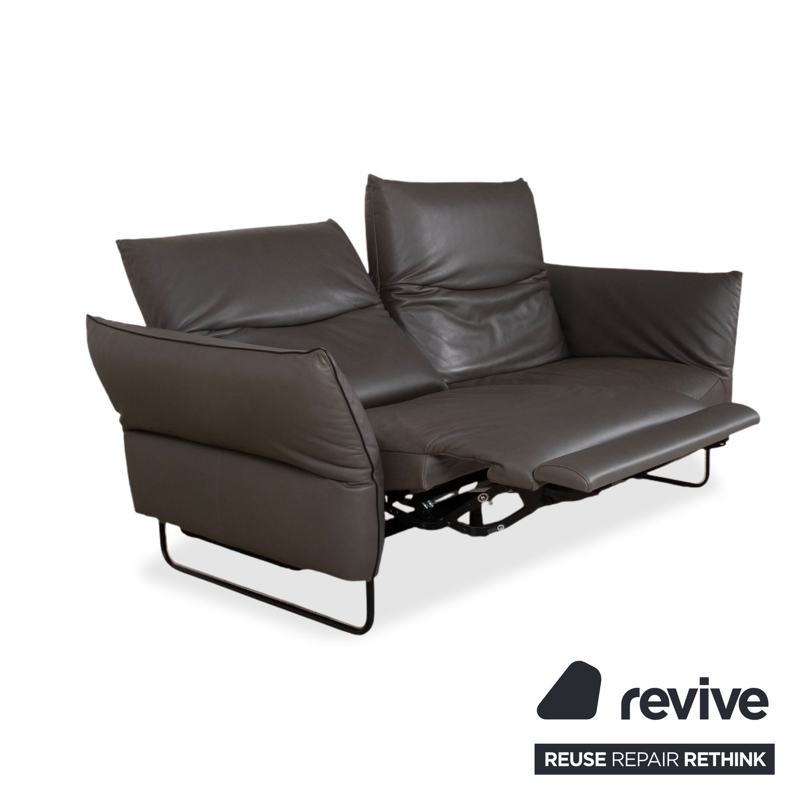 Canapé 2 places Comfort Republic en cuir anthracite avec fonction électrique photo vinterior