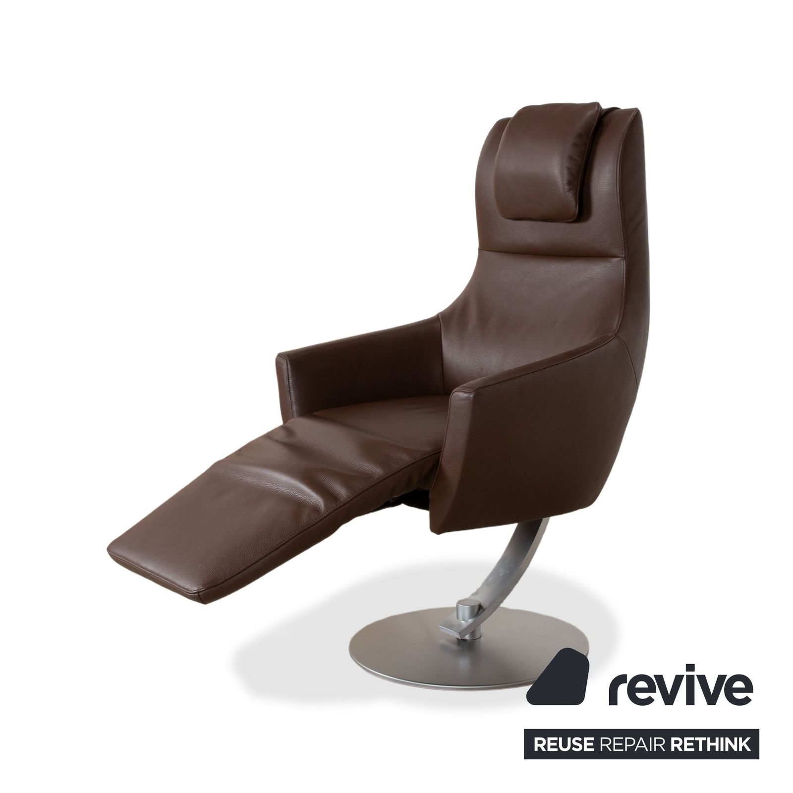 Fauteuil releveur FSM Stand Up en cuir marron, fonction électrique sur batterie photo vinterior