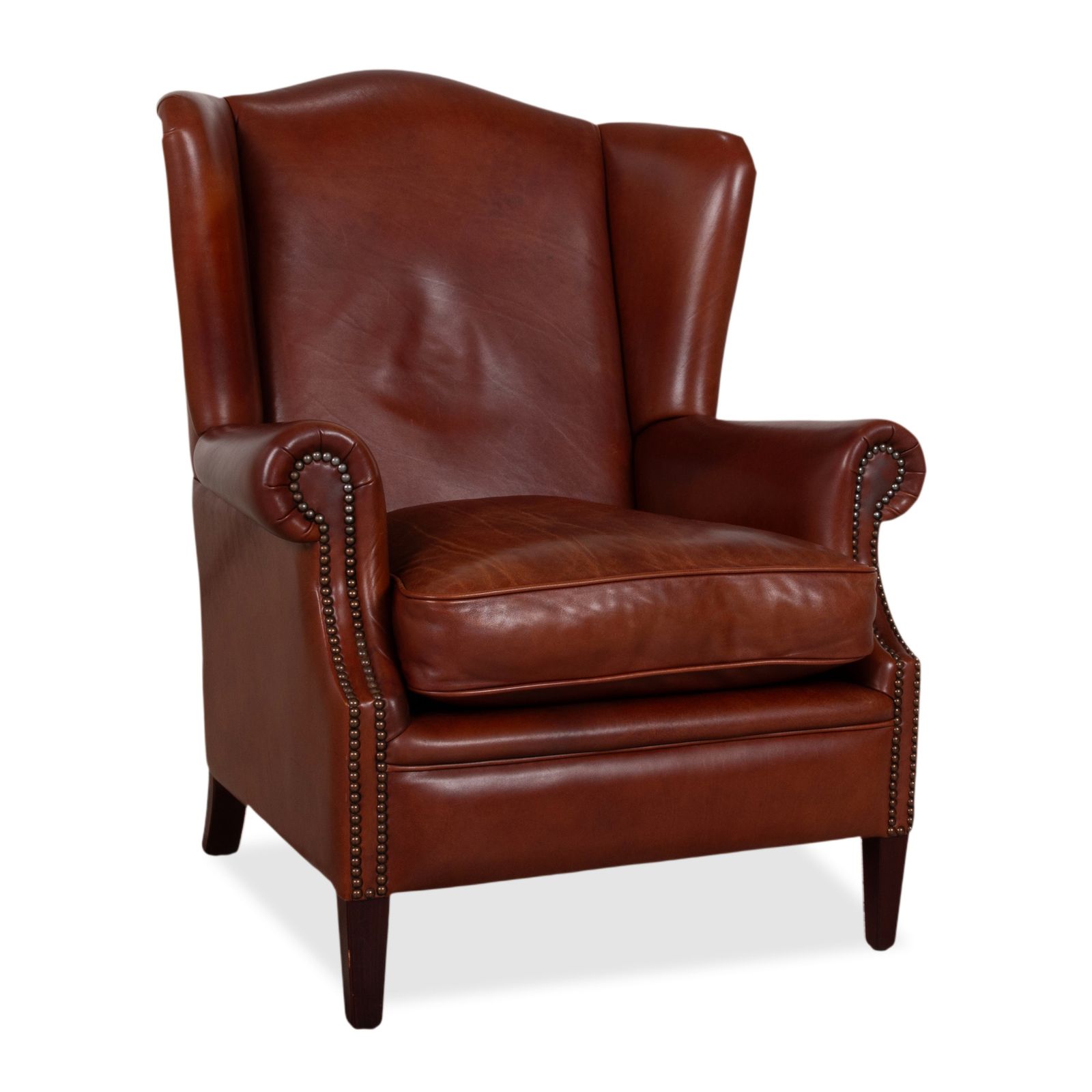 Chesterfield Leather Armchair Brown Cognac Vintage