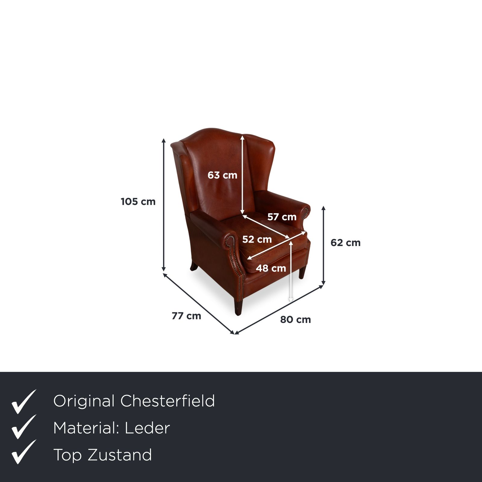 Chesterfield Leather Armchair Brown Cognac Vintage photo furniture