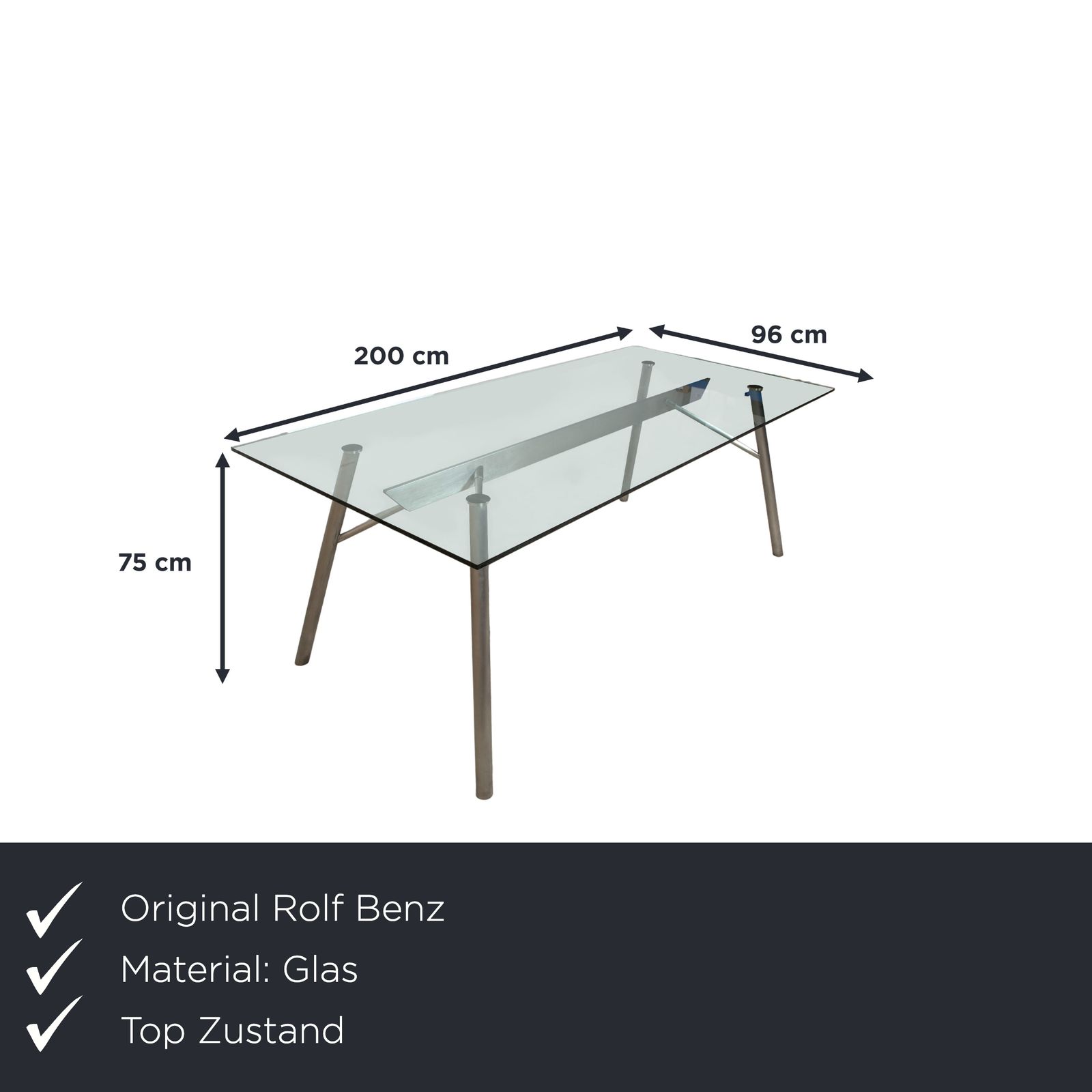 Table à manger Rolf Benz en verre argenté photo furniture