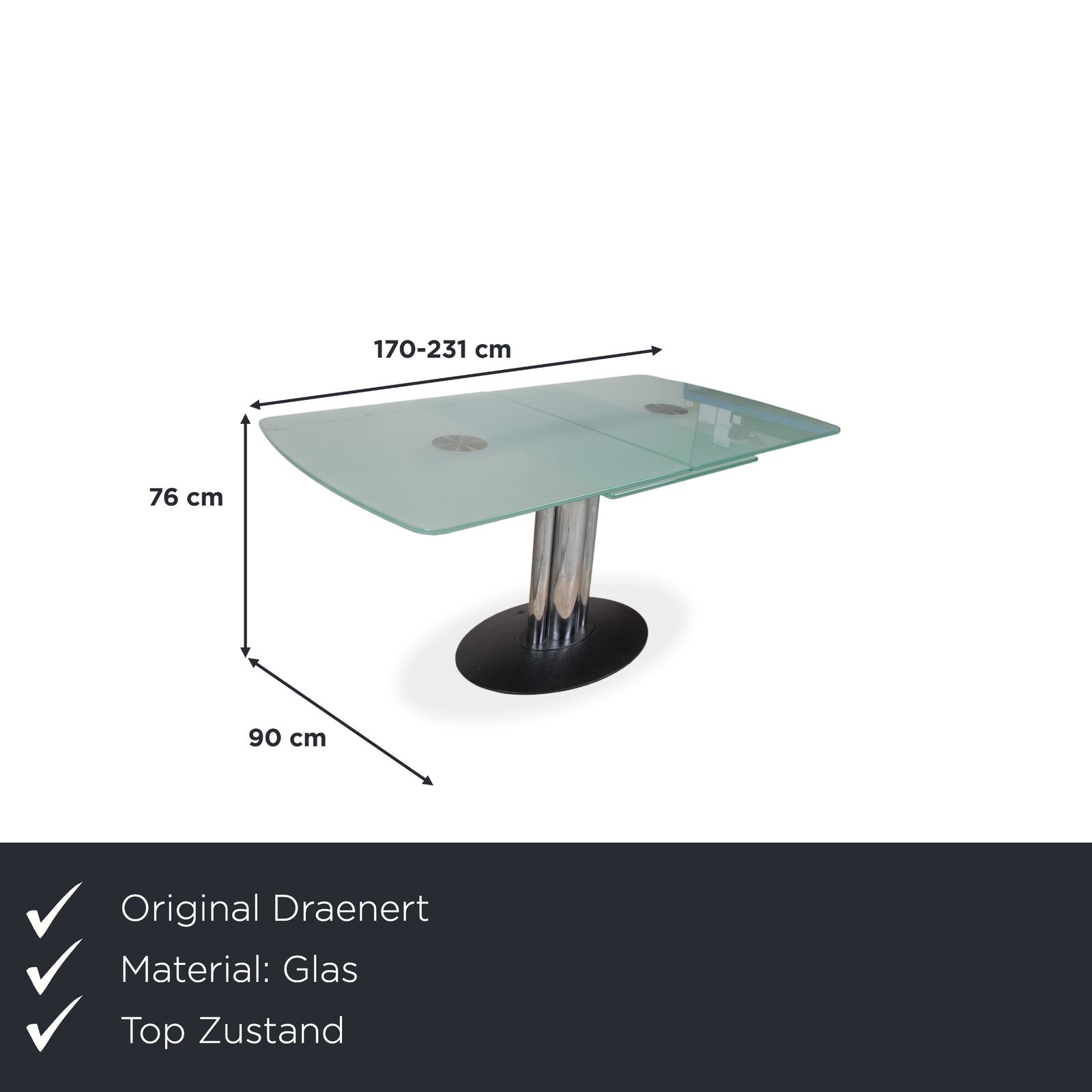 Draenert Titan III Glazen Uitschuifbare Eettafel photo furniture