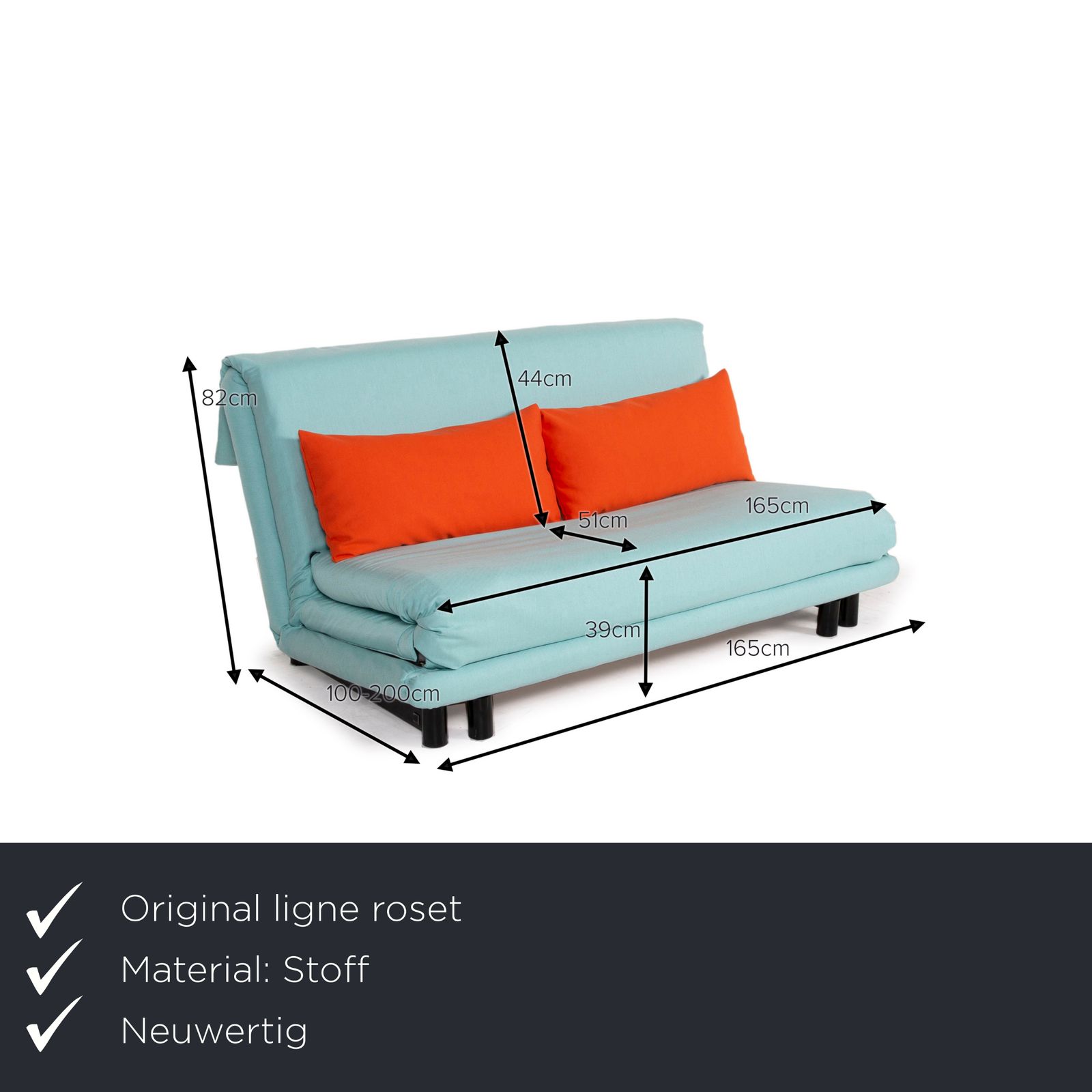 Ligne Roset Multy Stof Bank Blauw Driezitter Slaapfunctie Nieuwe Bekleding photo furniture
