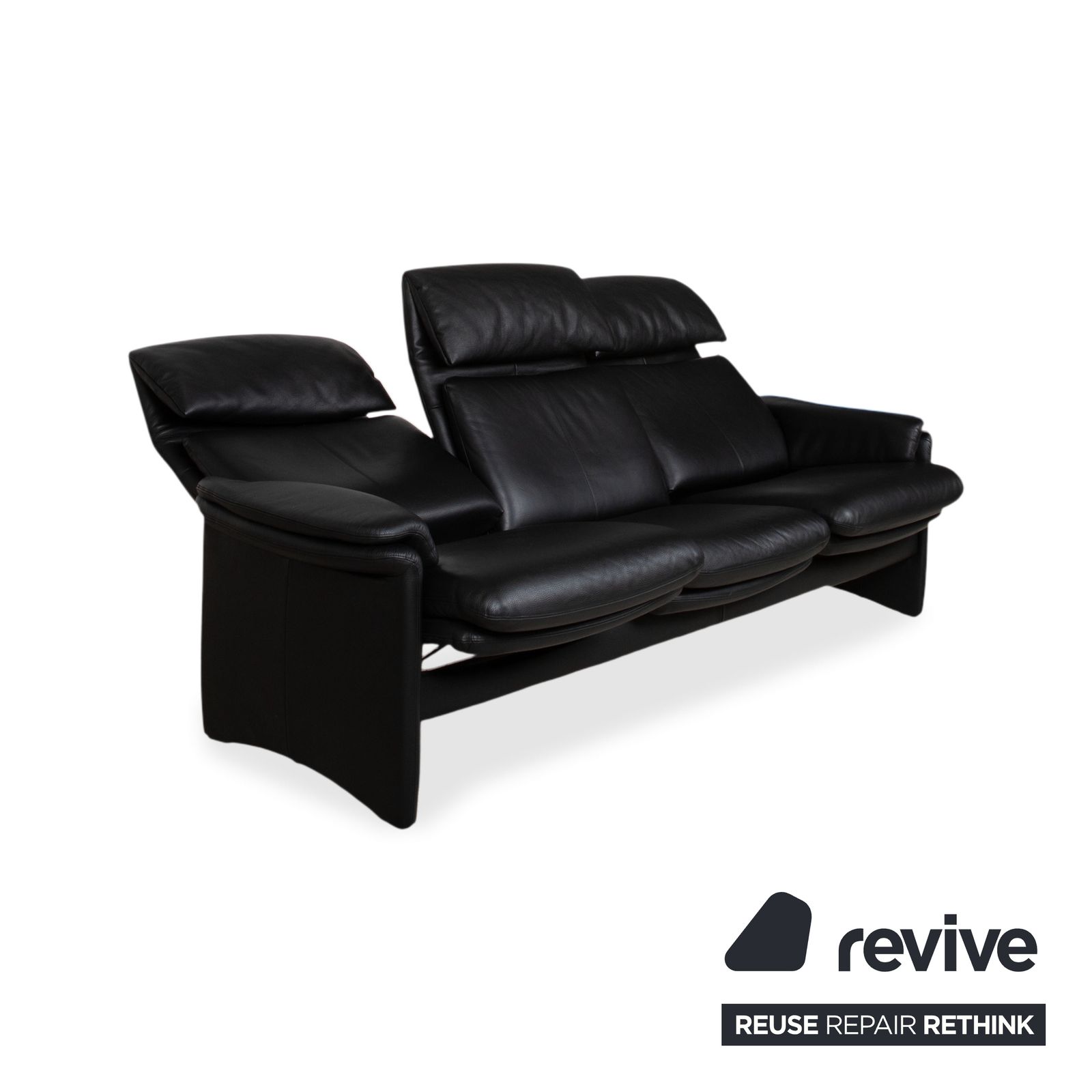 Erpo Lugano Leather Three Seater Black Manual Function Sofa photo 2570.0