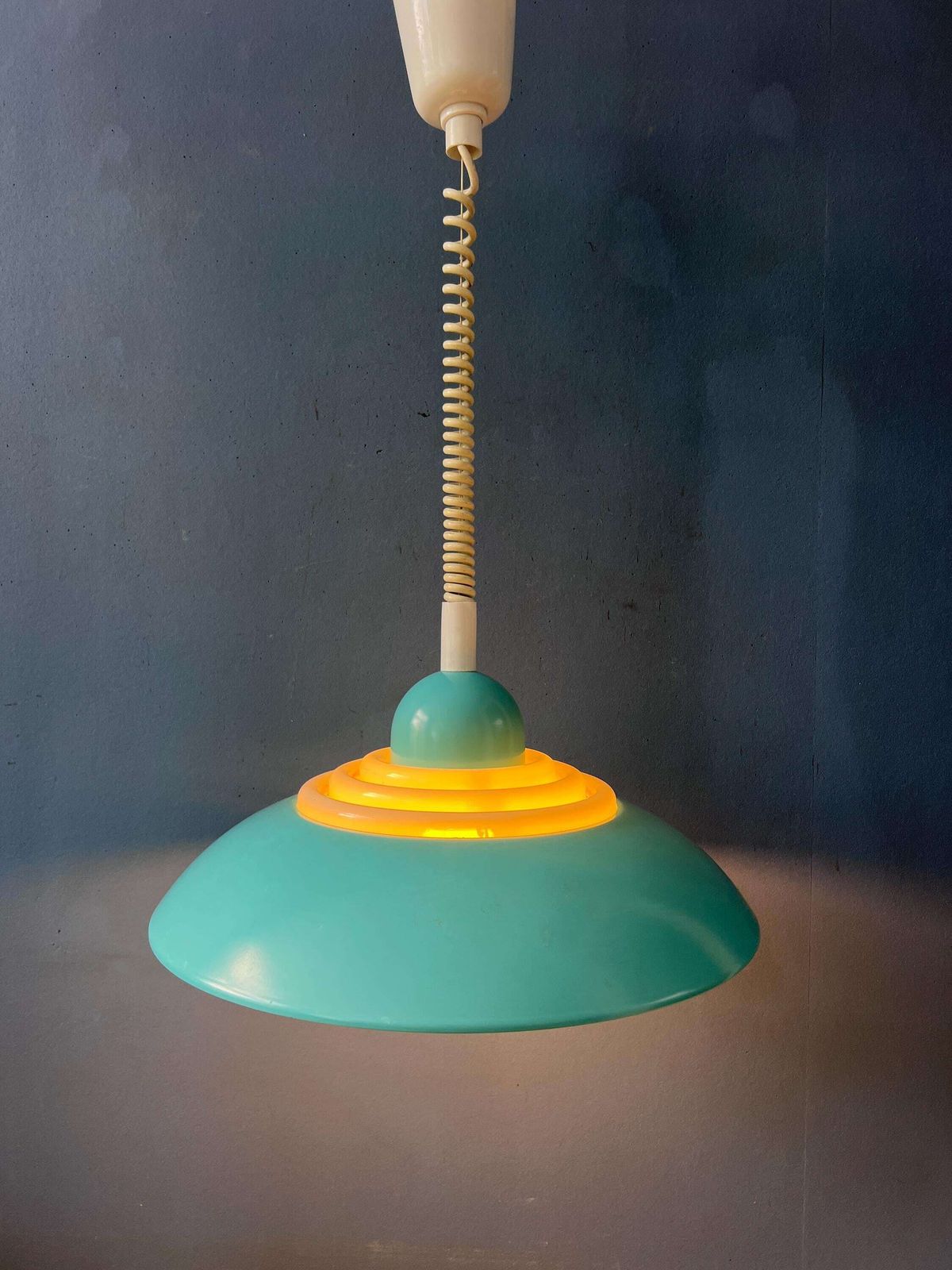 Blauwe UFO Space Age Hanglamp van Knud Christensen photo for sale