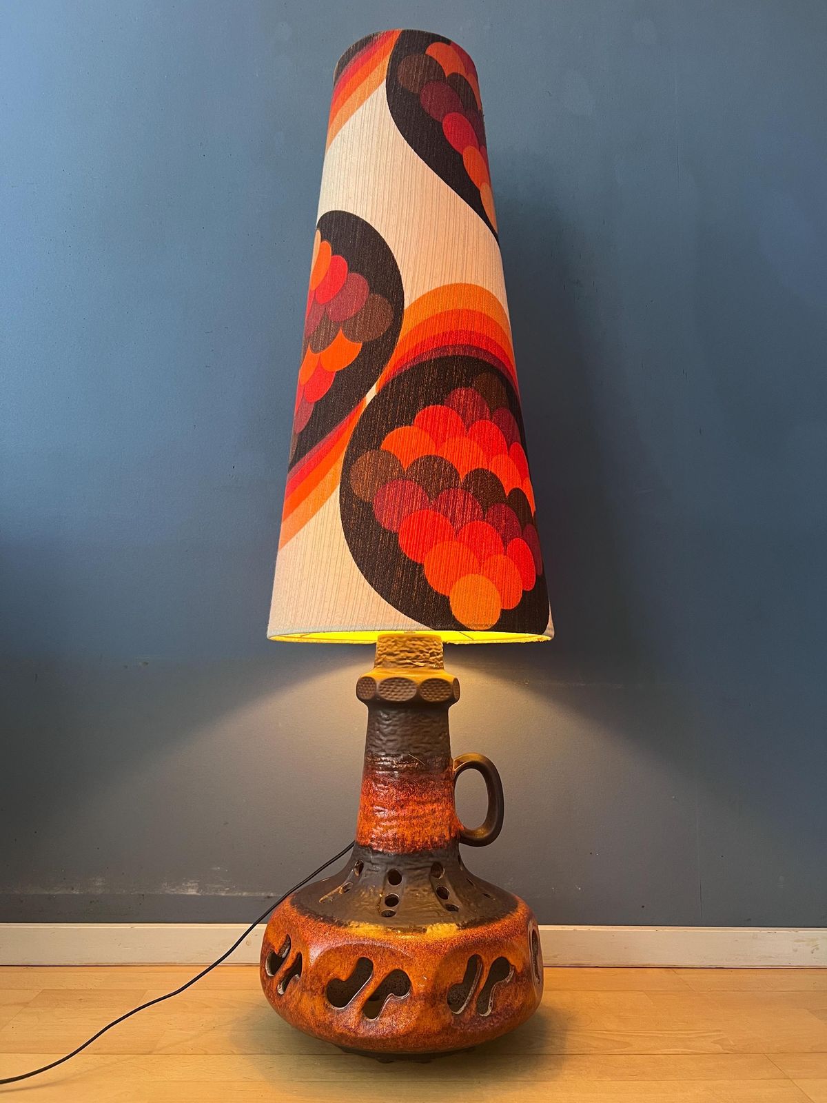 Vintage Oranje Keramieken West-Duits MCM Vloerlamp photo furniture